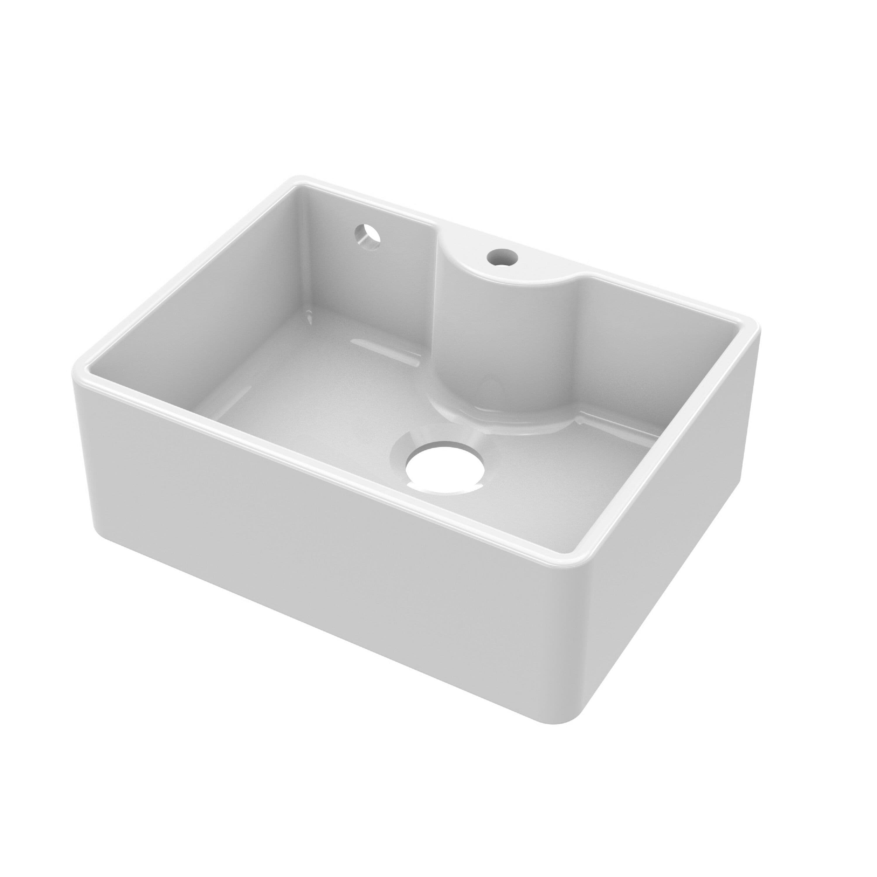 Fireclay 1 Bowl Butler Sink Tap Ledge Overflow Tap Hole 595mm