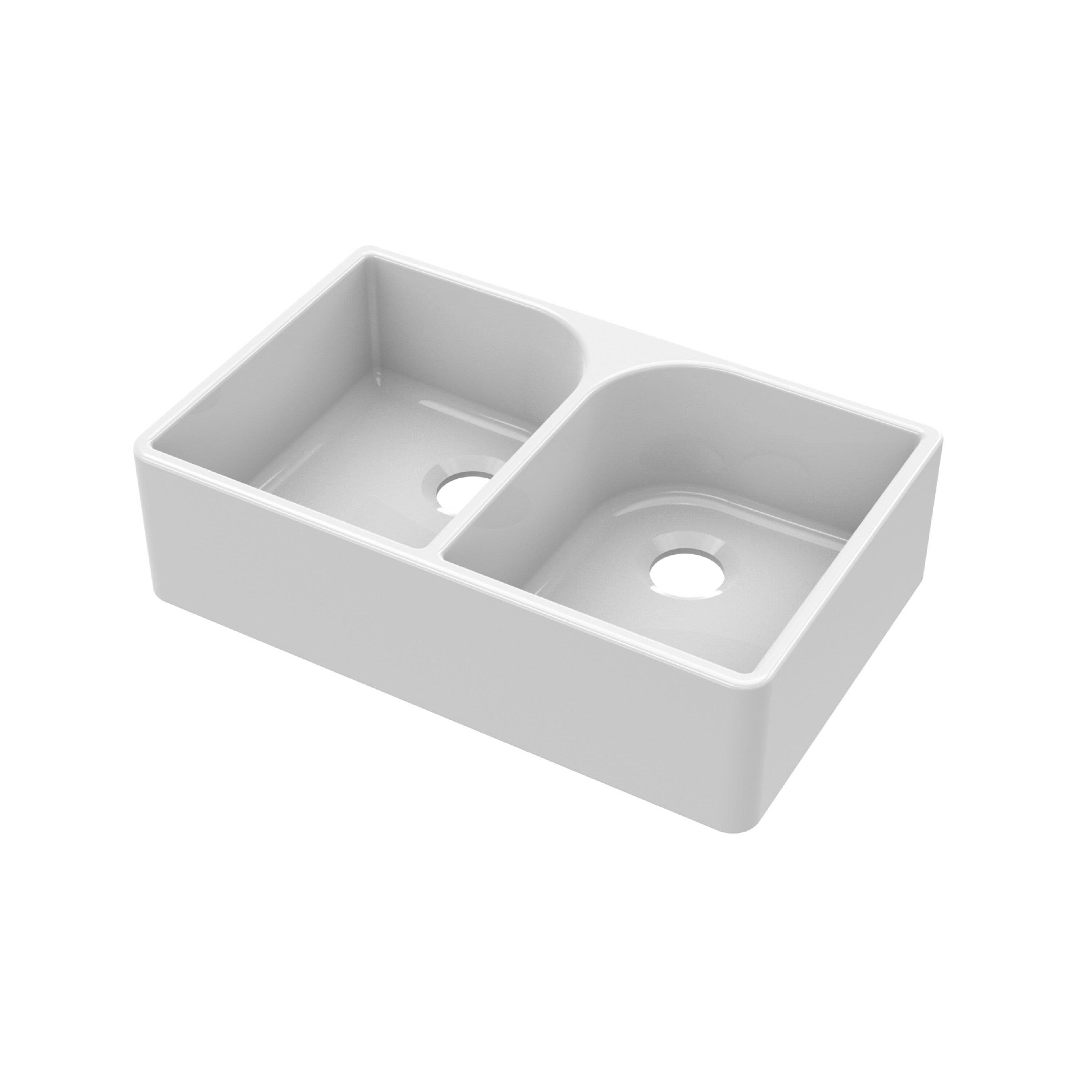 Double Bowl Full Weir Butler Sink No Overflow No Tap Hole 795mm