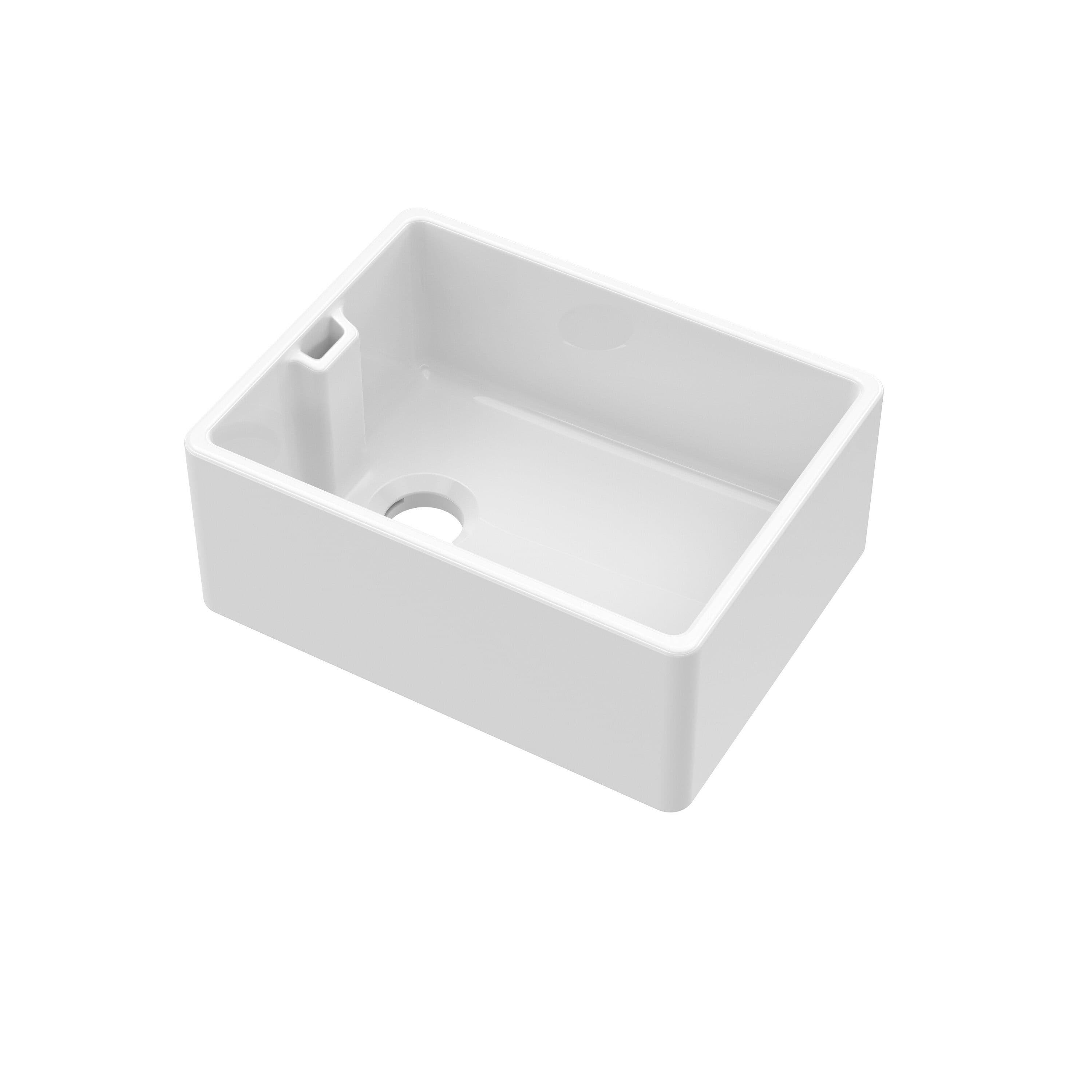 Fireclay Single Bowl Belfast Sink Overflow No Tap Hole