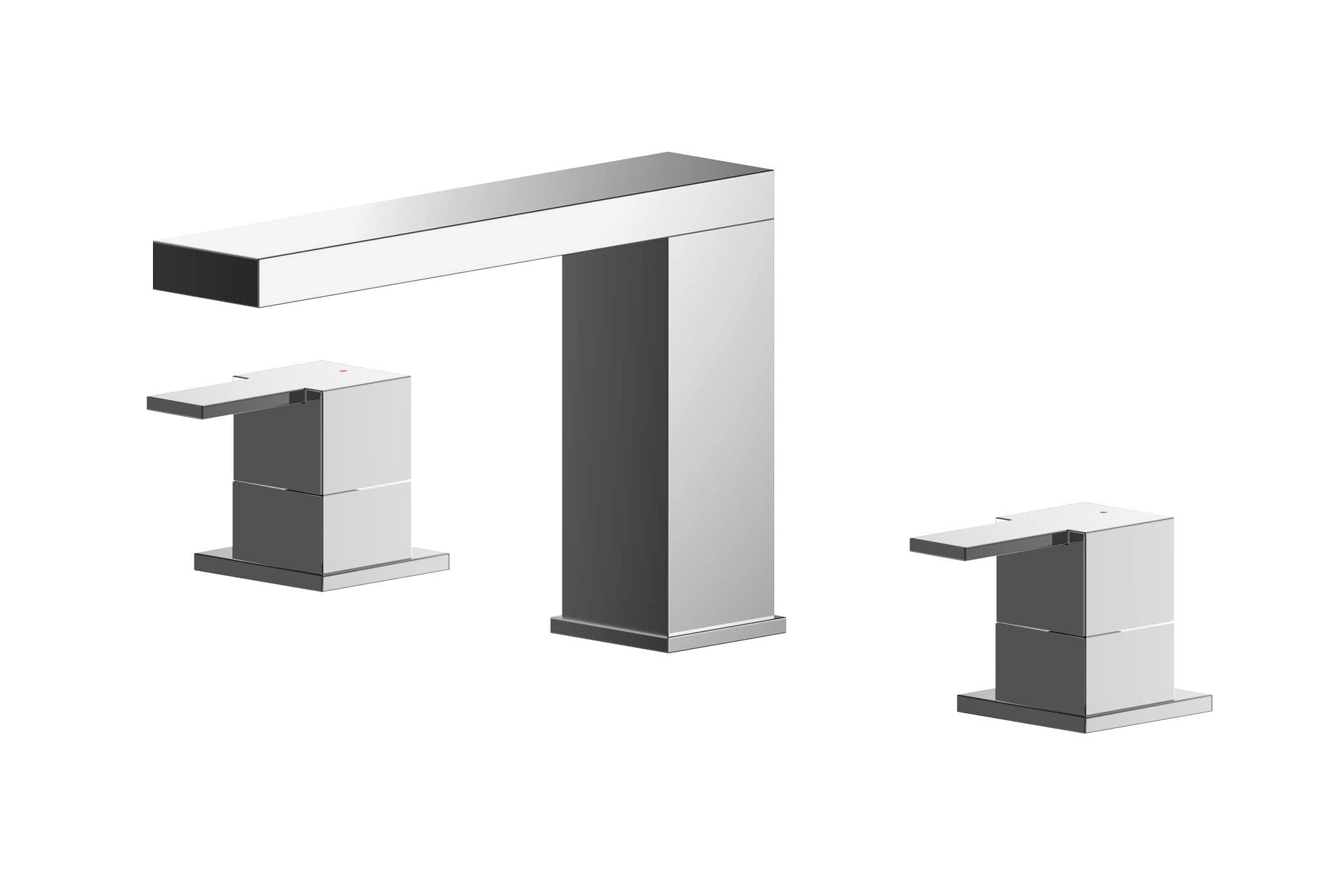 Square Deck 3 Mounted Tap Hole Bath Filler Tap Chrome