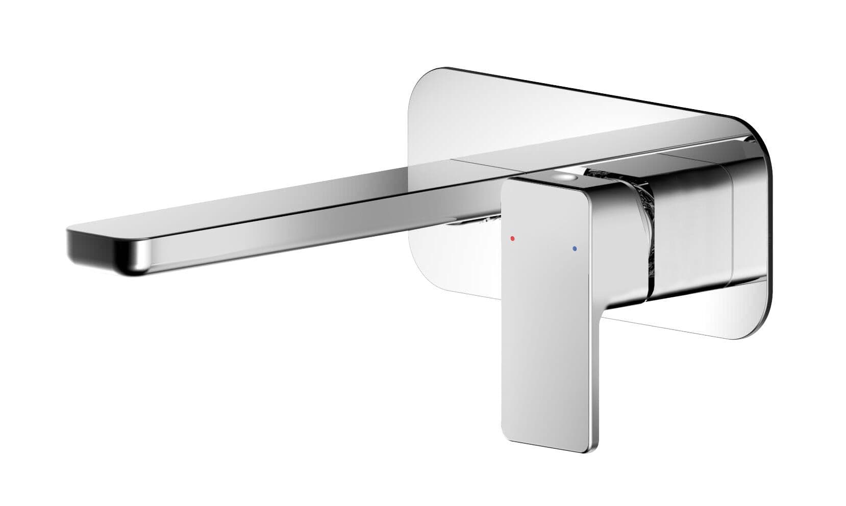 Square Wall Mount 2 Tap Hole Basin Mixer Tap Back Plate Chrome