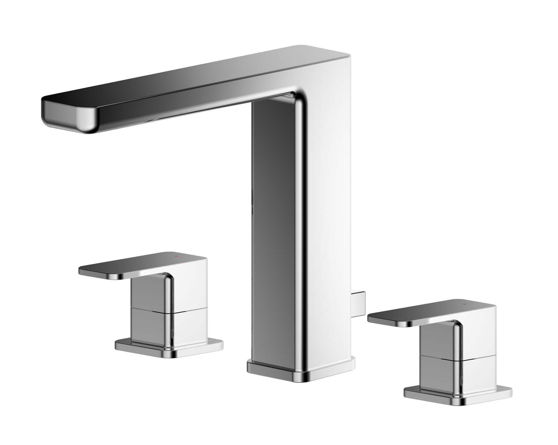 Square Deck 3 Tap Hole Basin Mixer Tap Pop Up Waste Chrome
