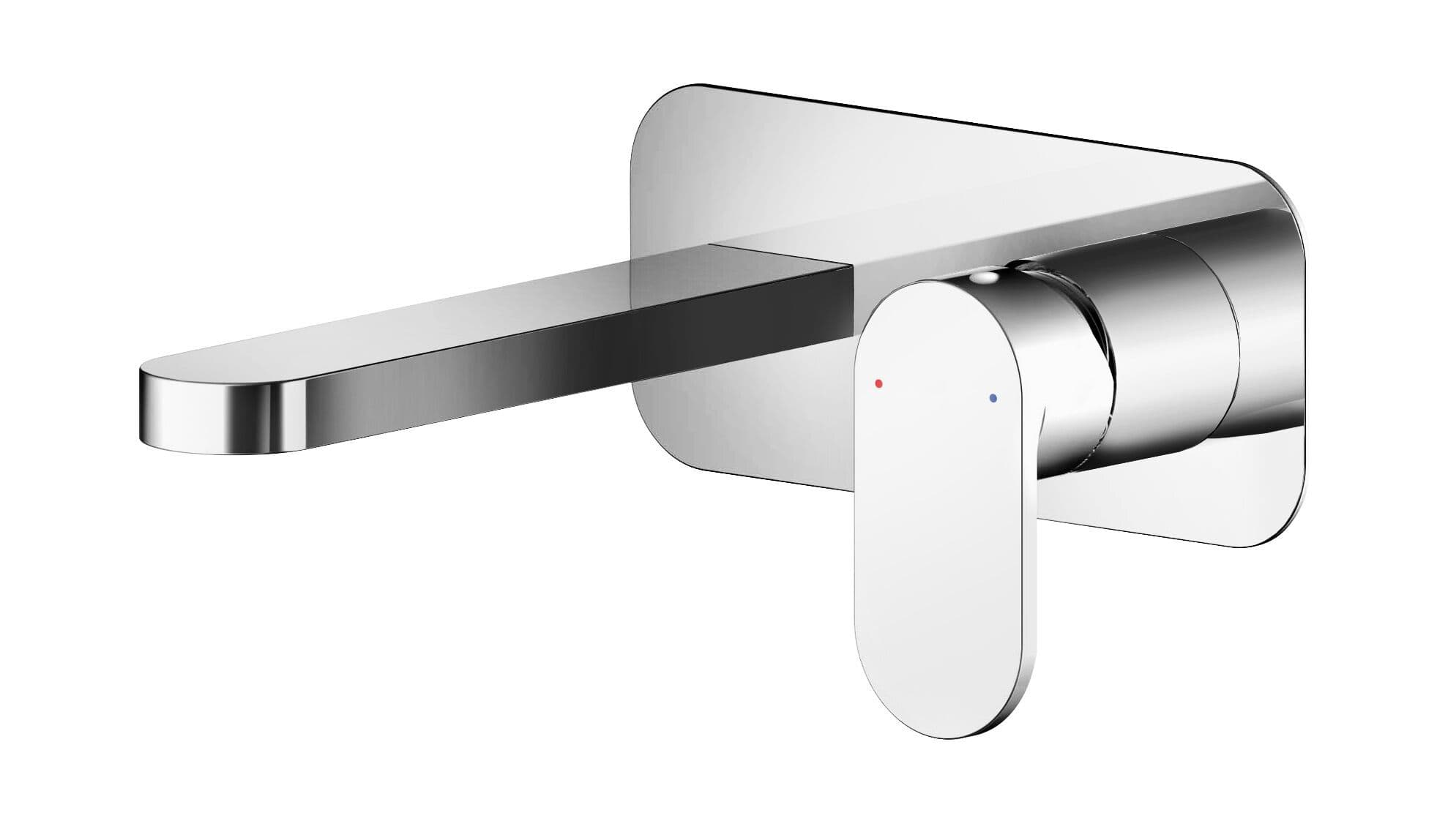 Round Wall Mount 2 Tap Hole Basin Mixer Tap Back Plate Chrome