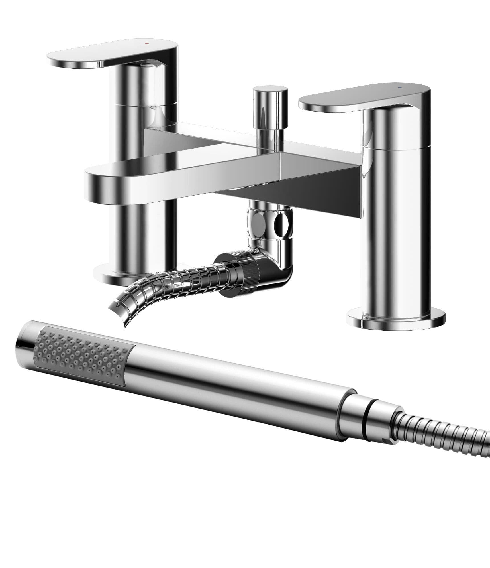 Deck Mount Round Bath Shower Mixer Tap Shower Kit Chrome