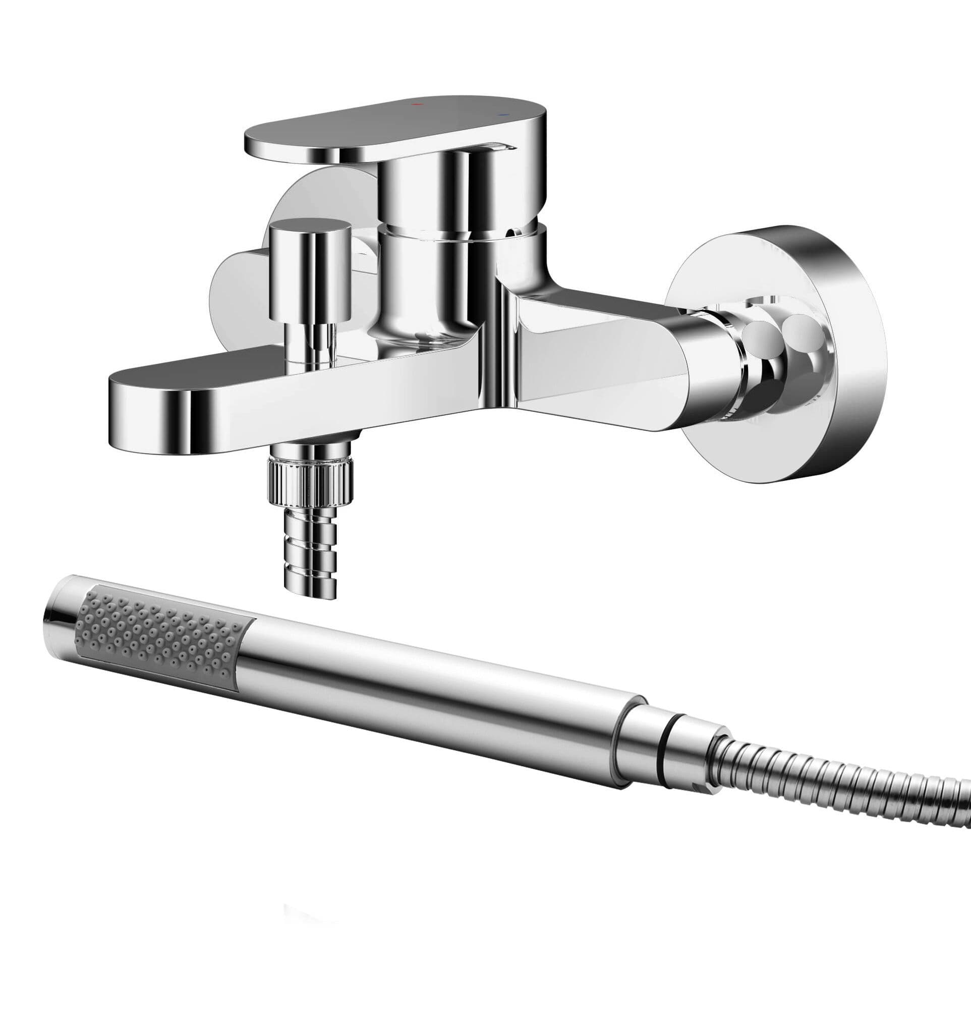 Wall Mount Round Bath Shower Mixer Tap Shower Kit Chrome