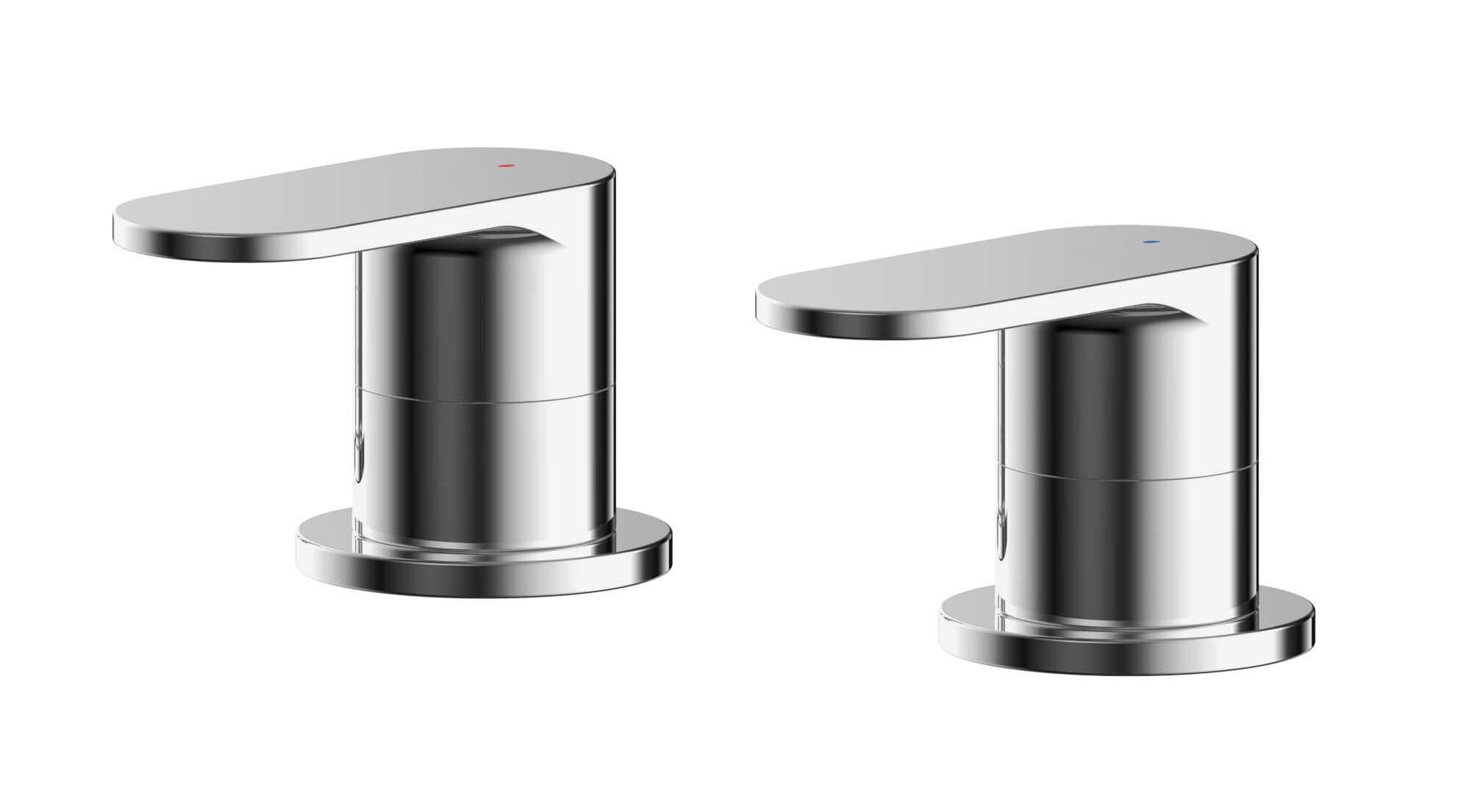 Round Deck Mounted 3 4" Chrome Side Valves Chrome