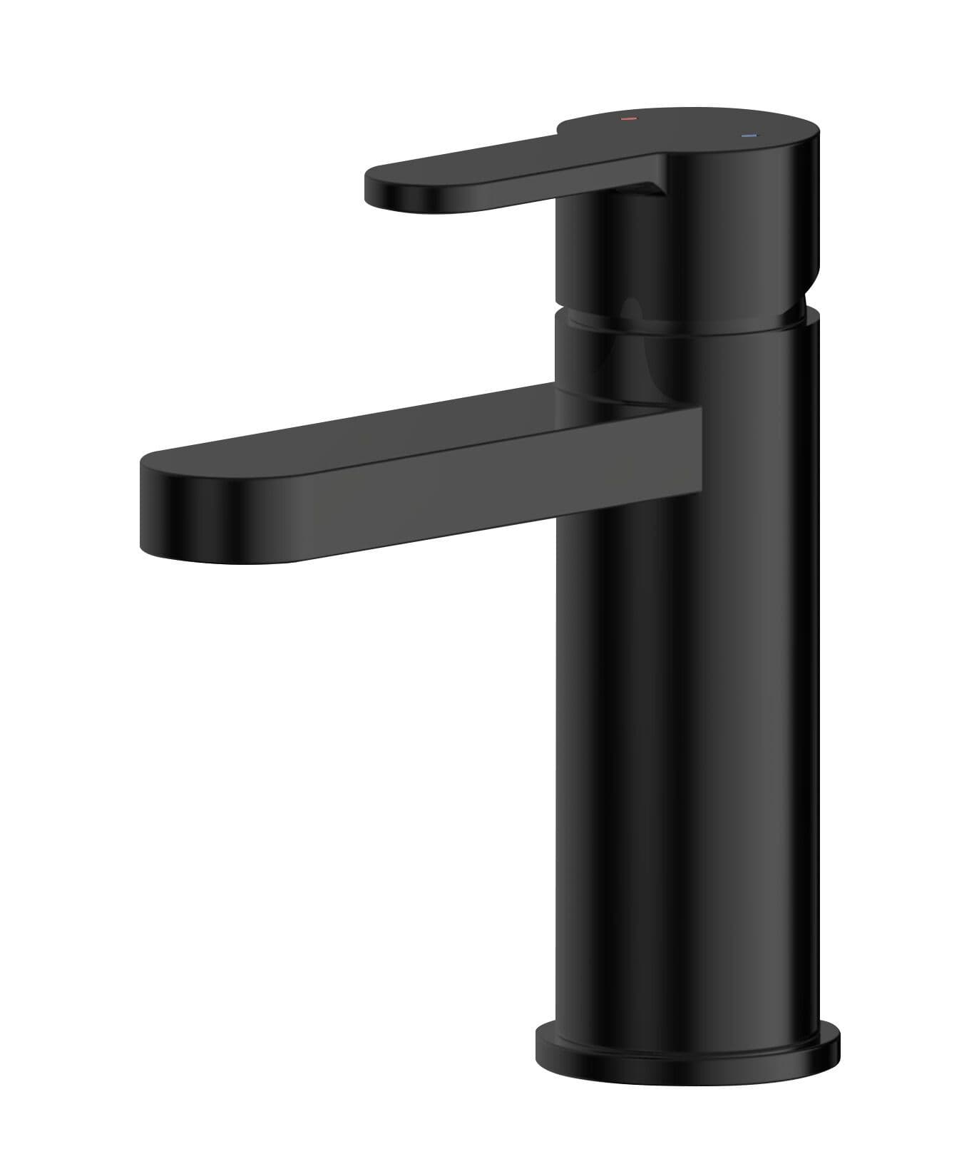 Round Mono Basin Mixer Tap Push Button Waste Matt