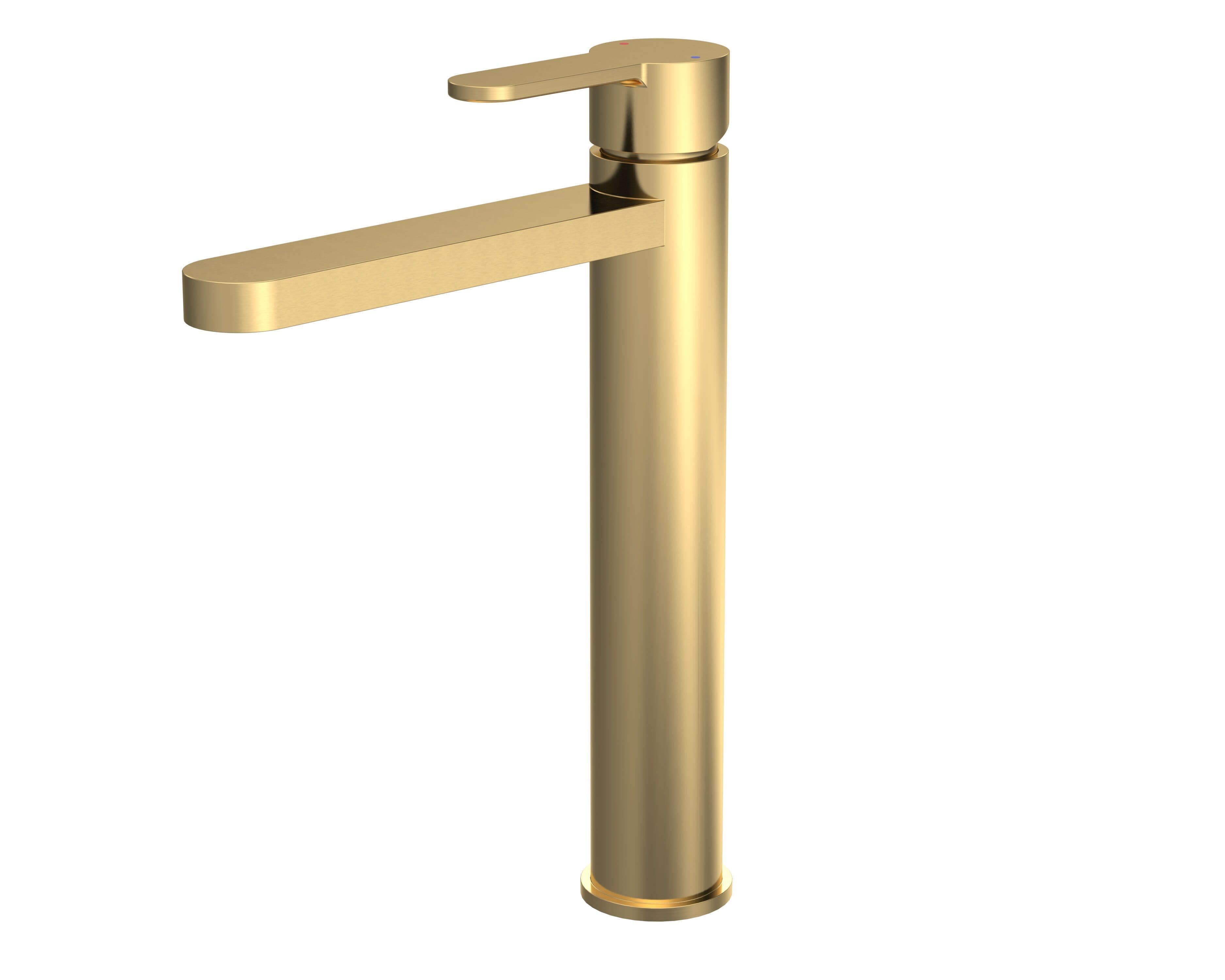 Round High Rise Mono Basin Mixer Tap Brushed Brass