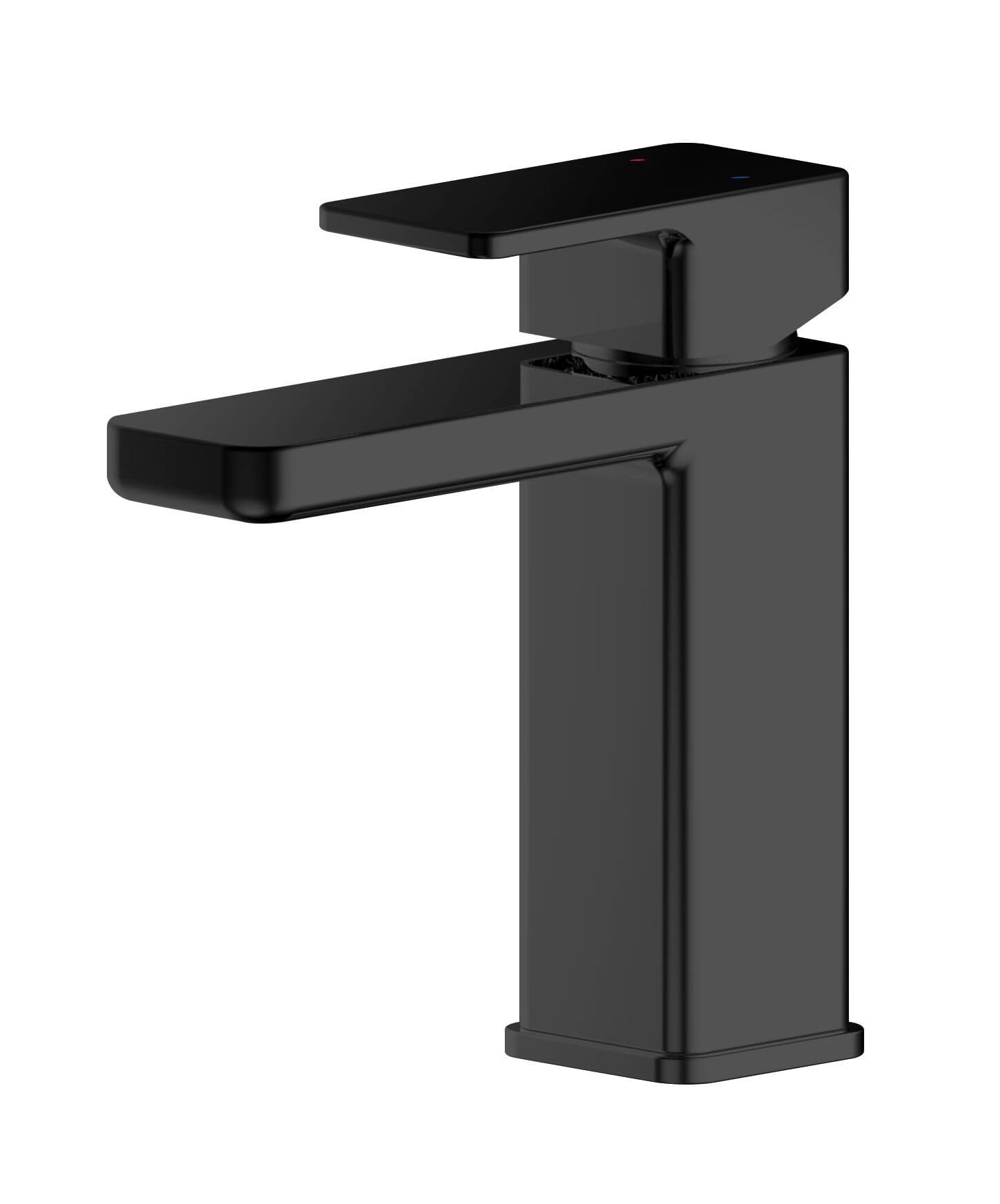 Square Mono Basin Mixer Tap Push Button Waste Matt