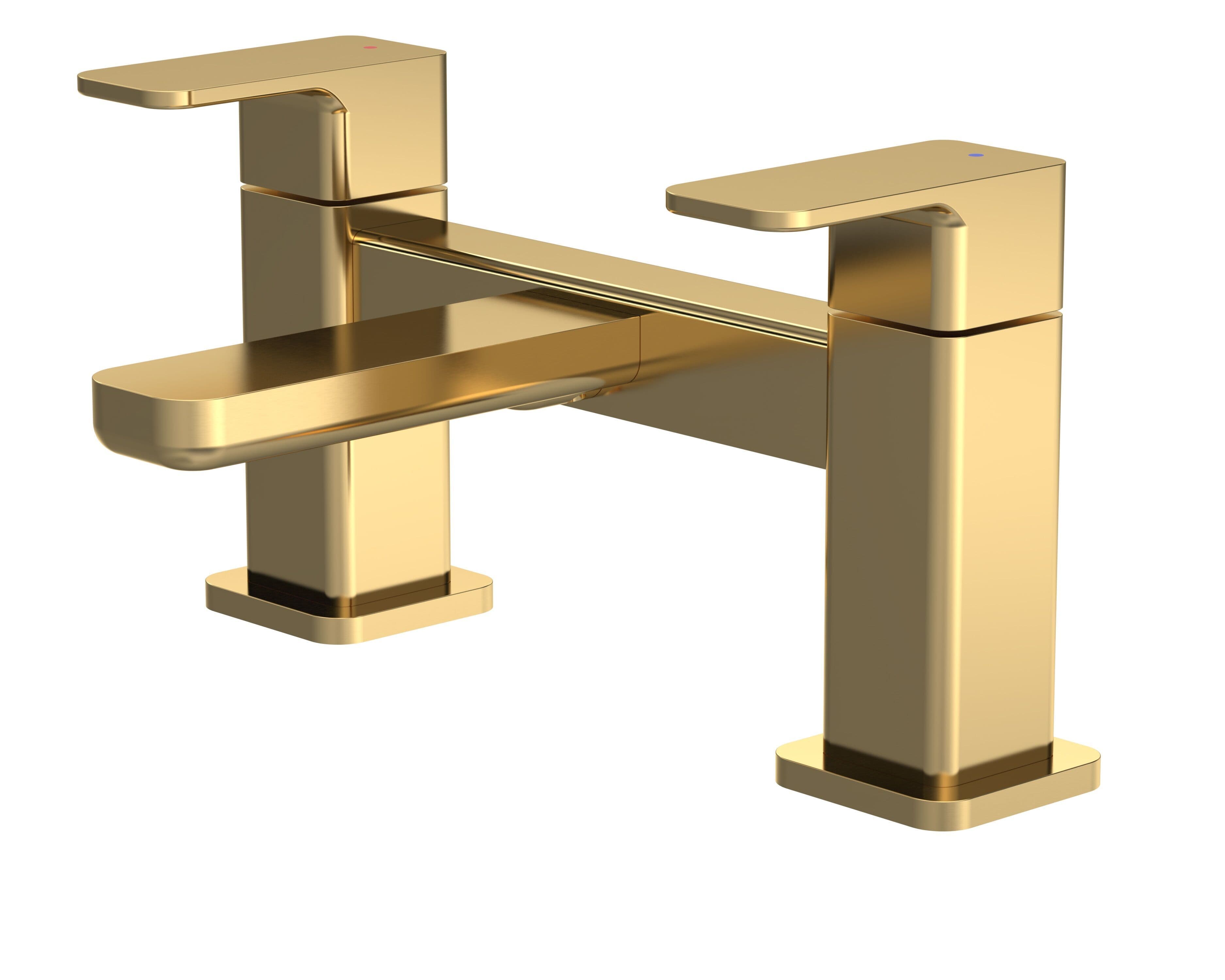 Square Deck Mounted Bath Filler Tap Brushed Brass