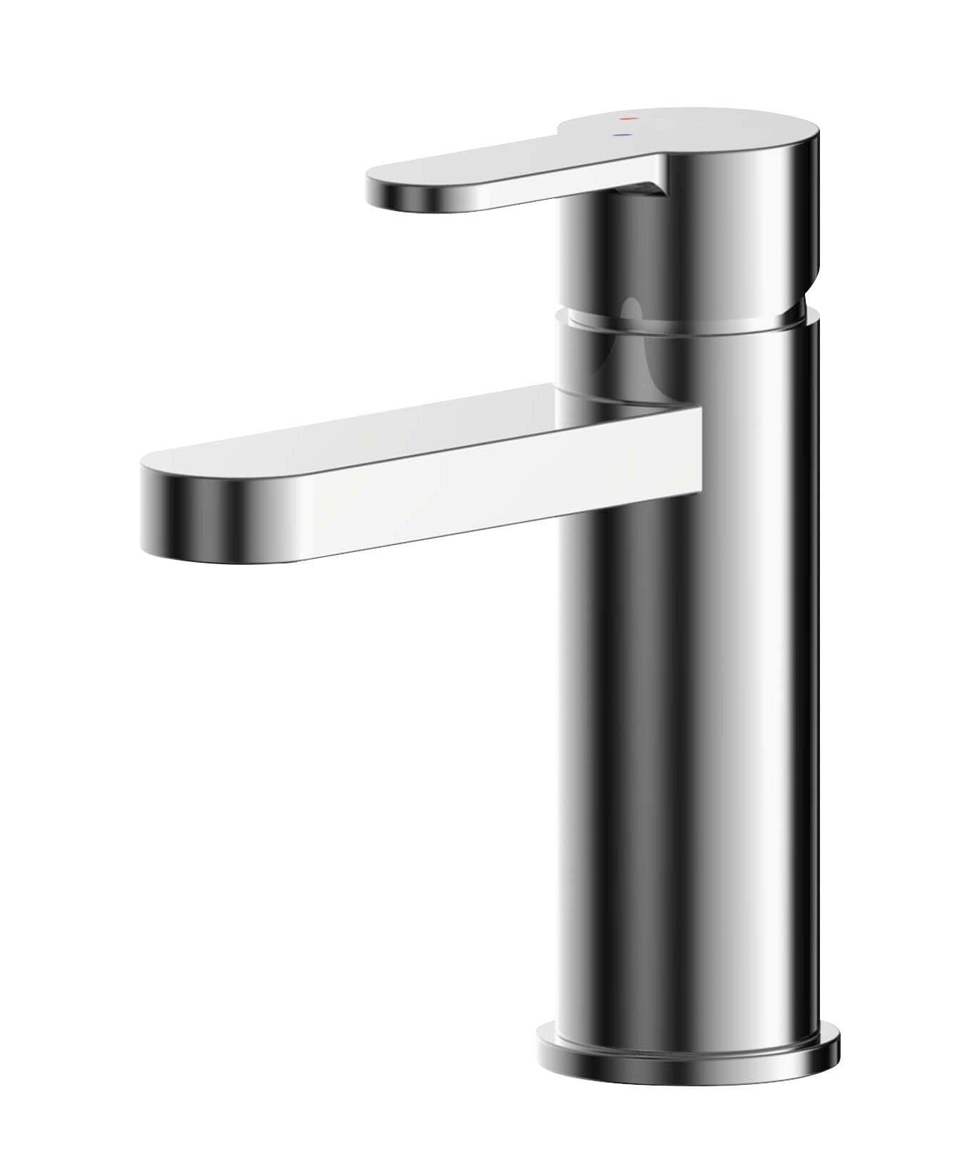 Round Eco Mono Basin Mixer Tap Push Button Waste Chrome