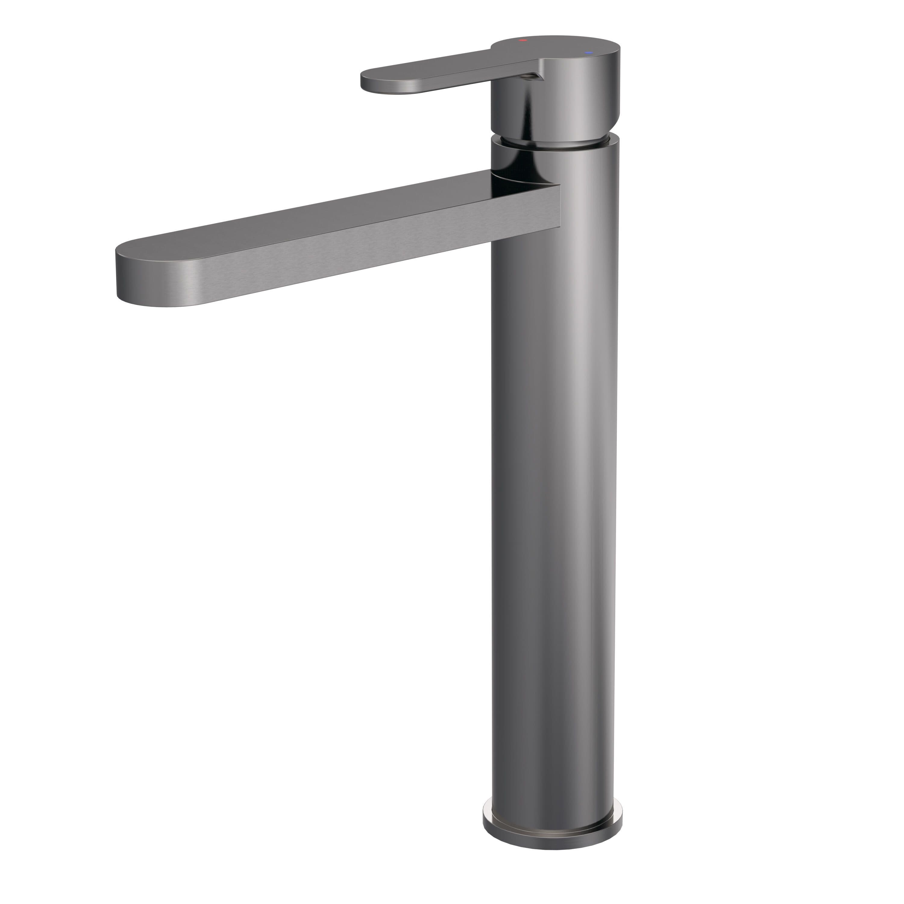 Round High Rise Mono Basin Mixer Tap Brushed