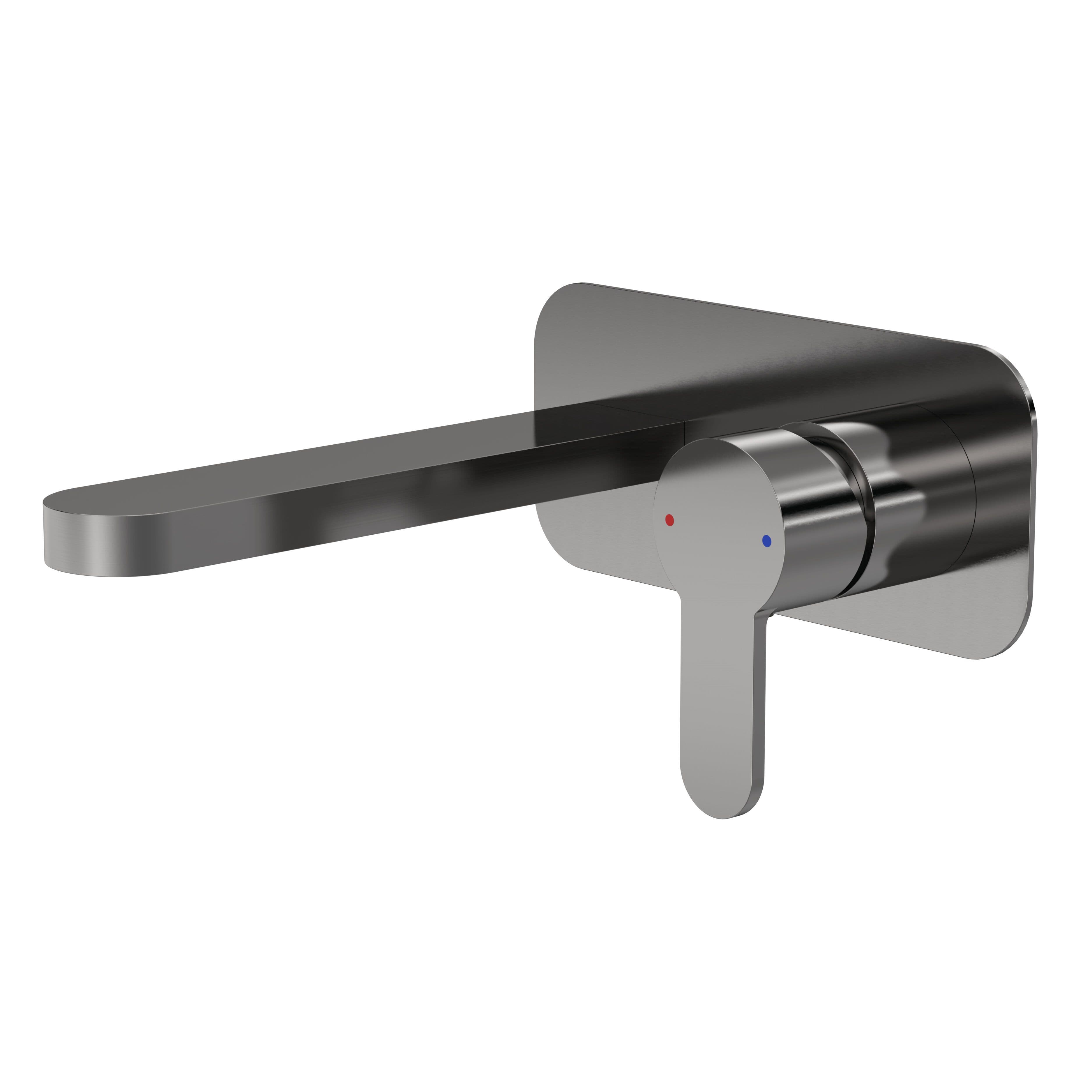 Wall Mount 2 Tap Hole Basin Mixer Tap Back Plate Brushed
