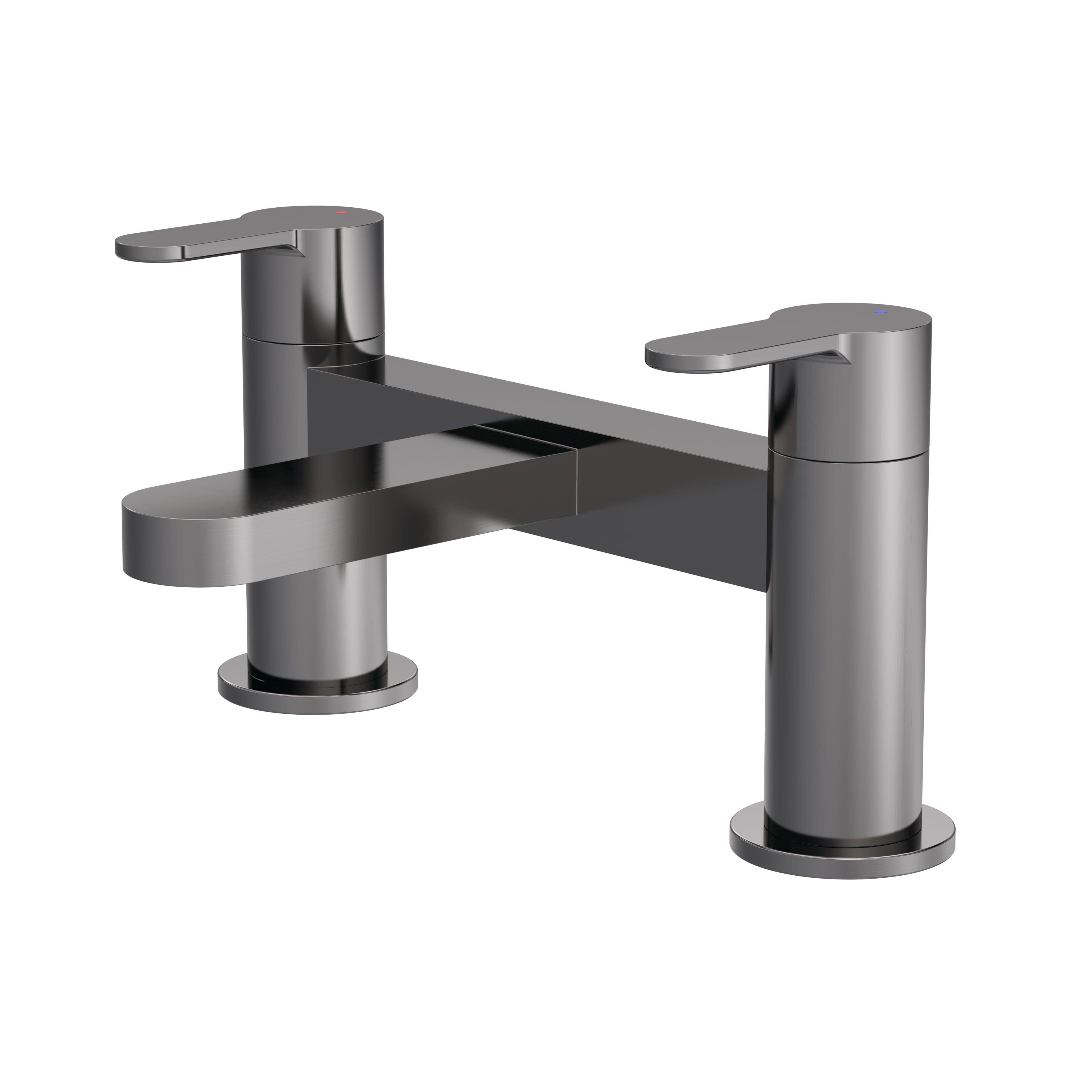 Round Deck Mounted Bath Filler Tap Brushed