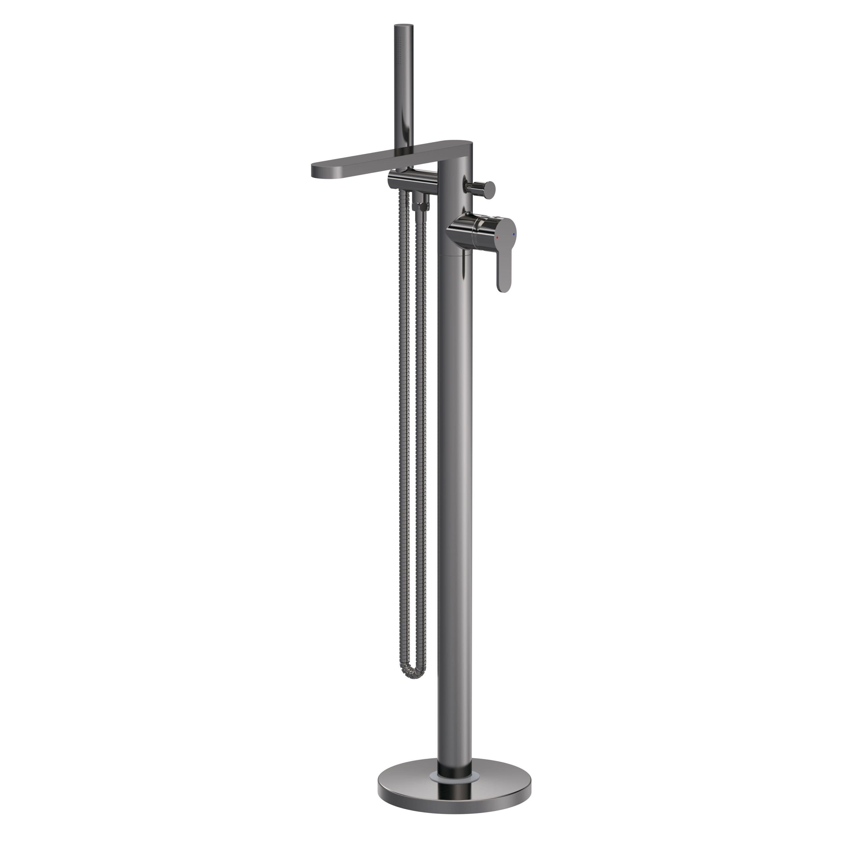 Freestanding Round Bath Shower Mixer Tap Brushed
