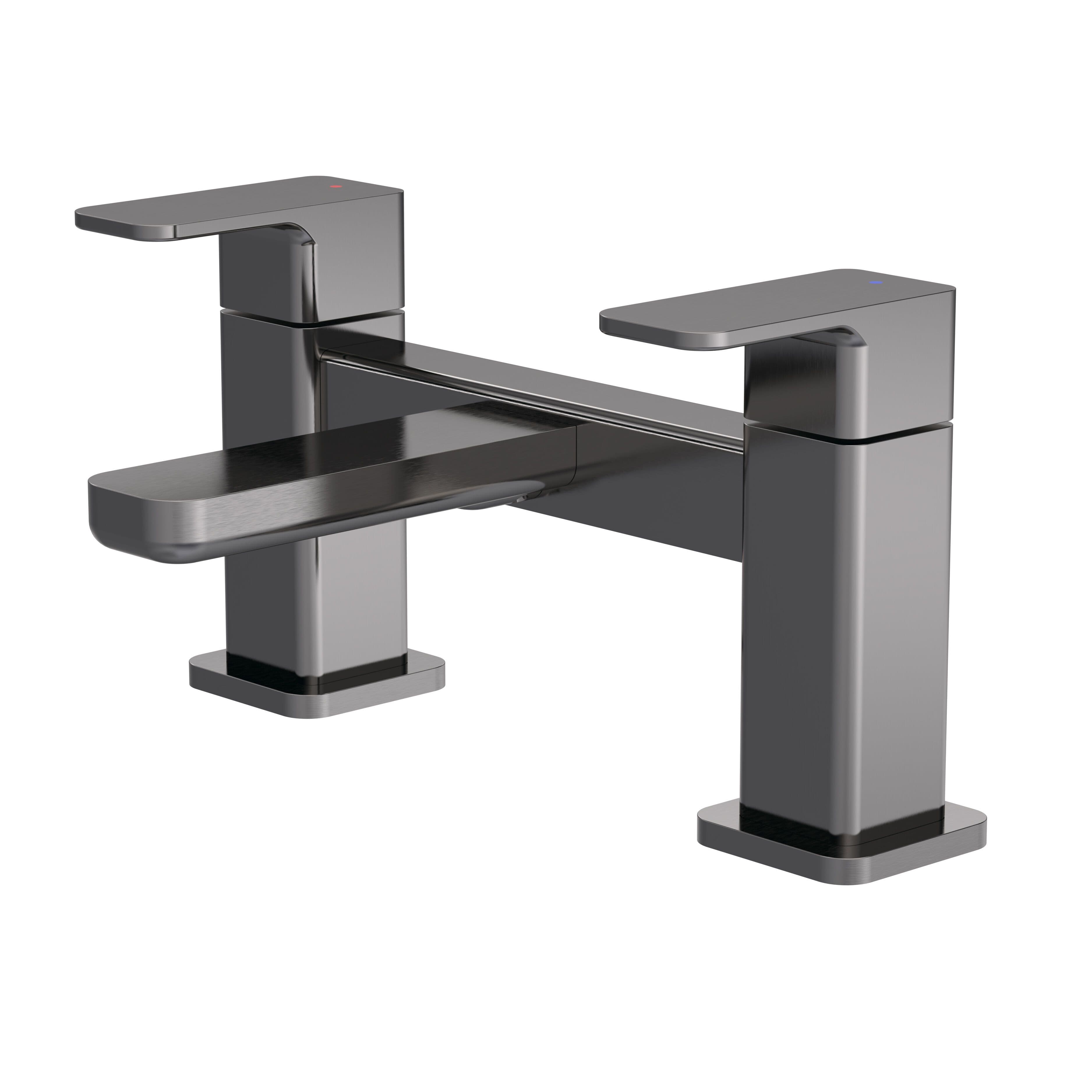 Square Deck Mounted Bath Filler Tap Brushed