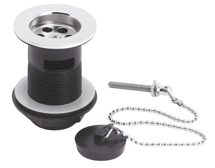 Bathroom Basin Waste Poly Plug Chain Chrome