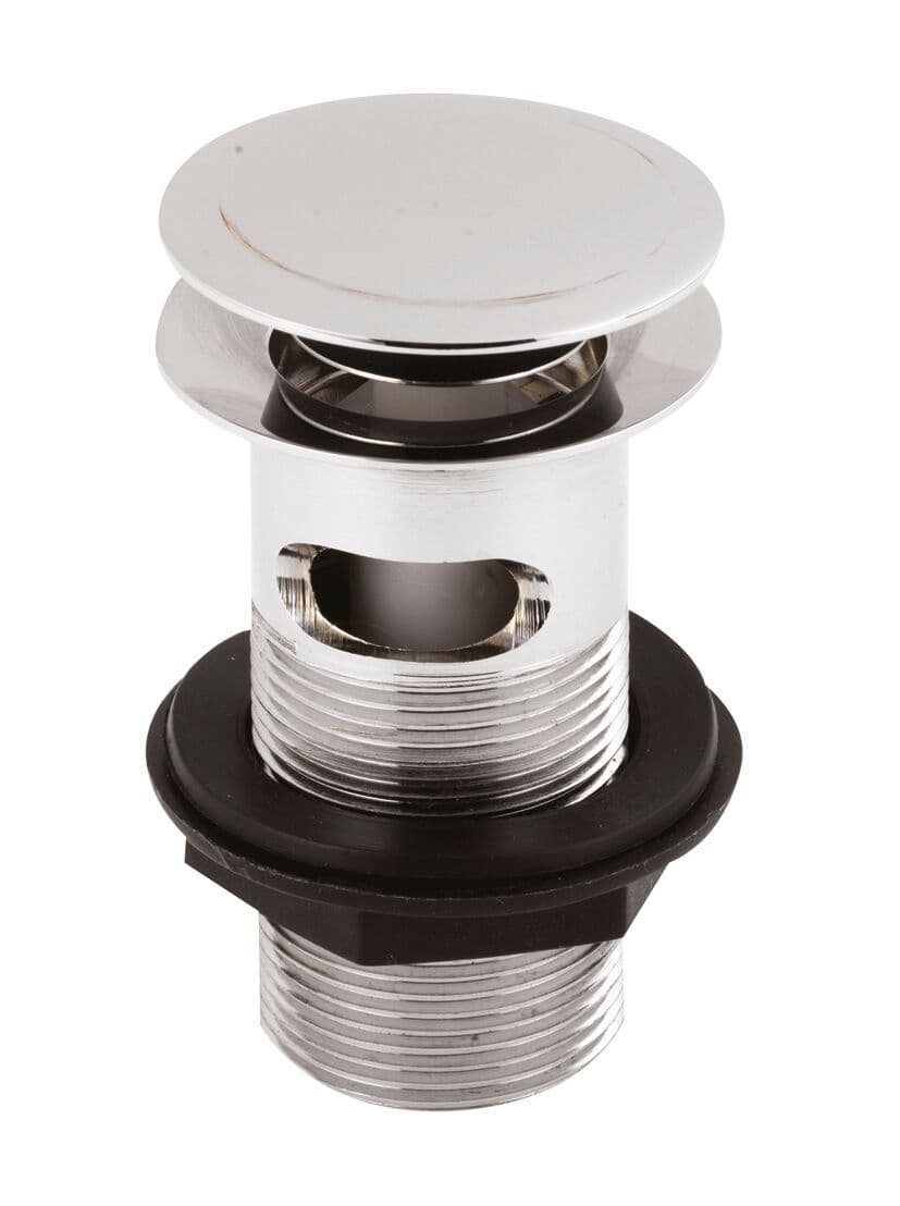 Round Stainless Steel Push Button Basin Waste Slotted Chrome