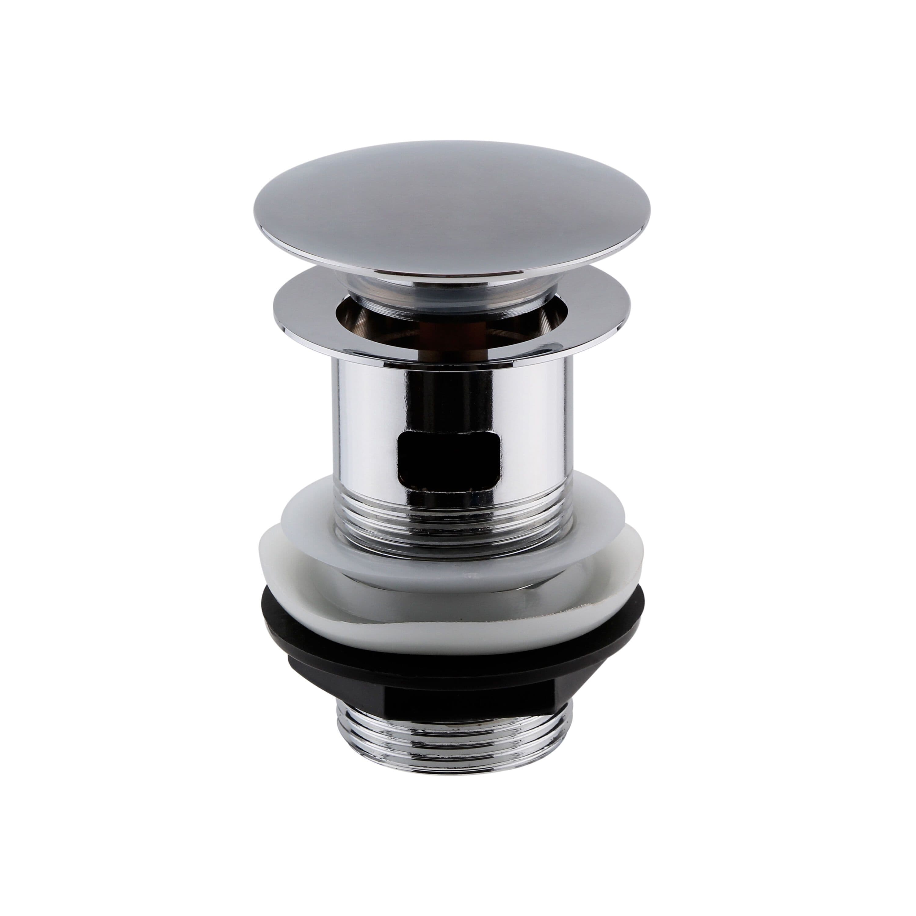 Round Push Button Basin Waste Slotted Chrome