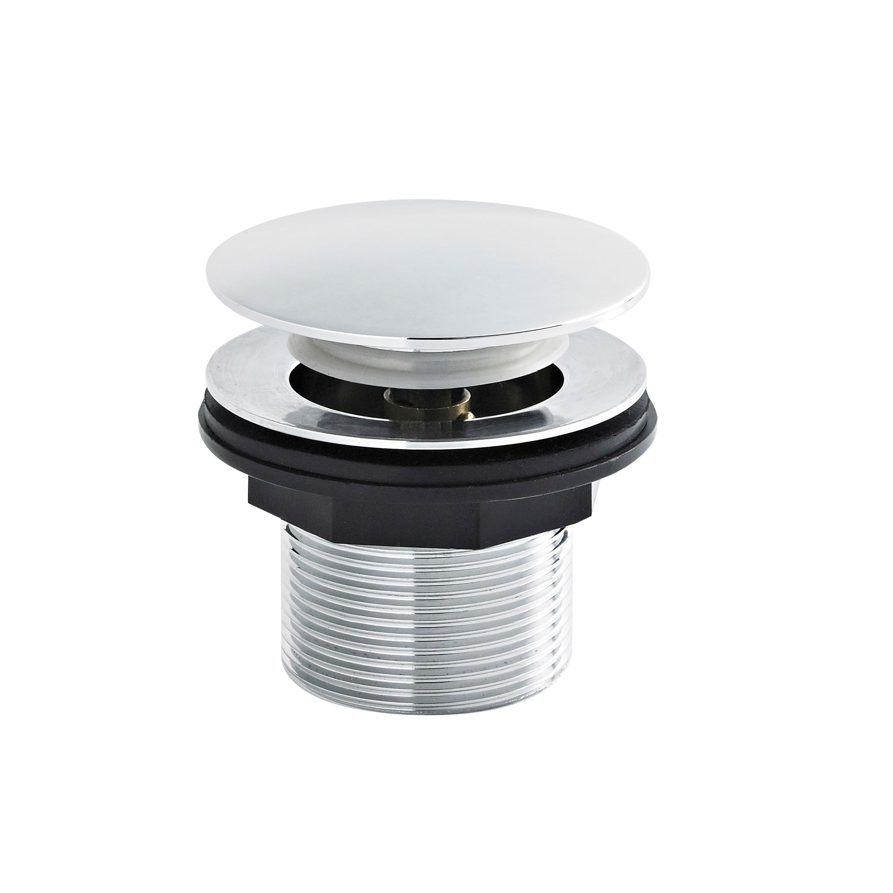 Bath Push Button Waste No Overflow Baths upto 25mm Thick Chrome