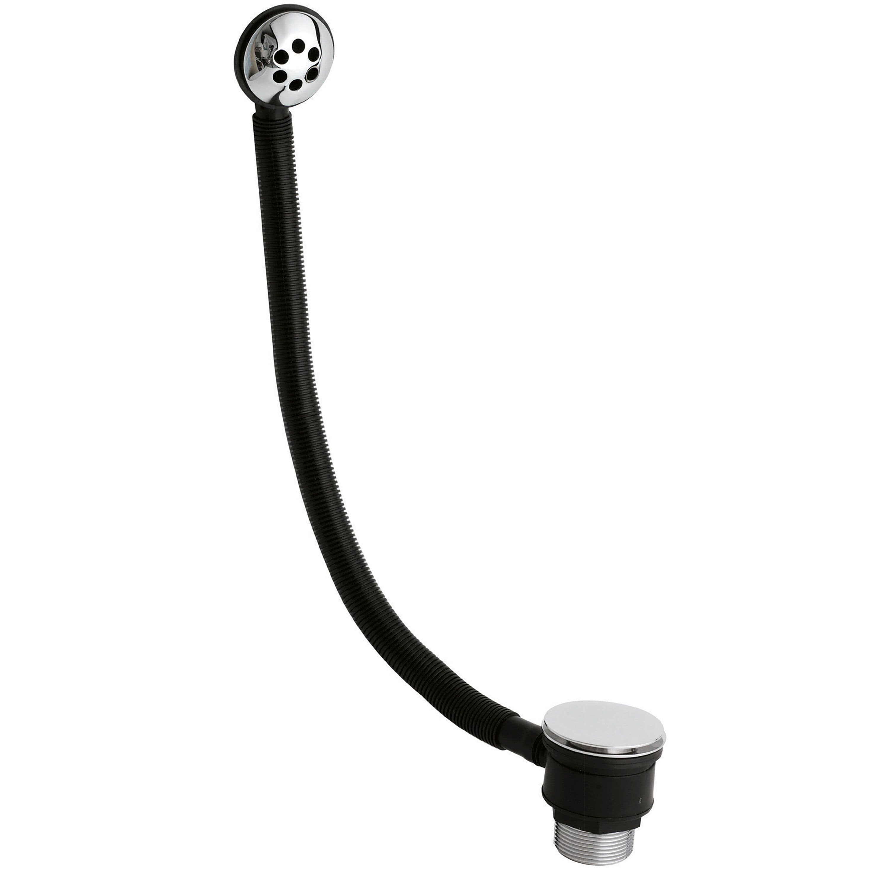Bath Push Button Waste Round Overflow Baths up to 3mm Thick