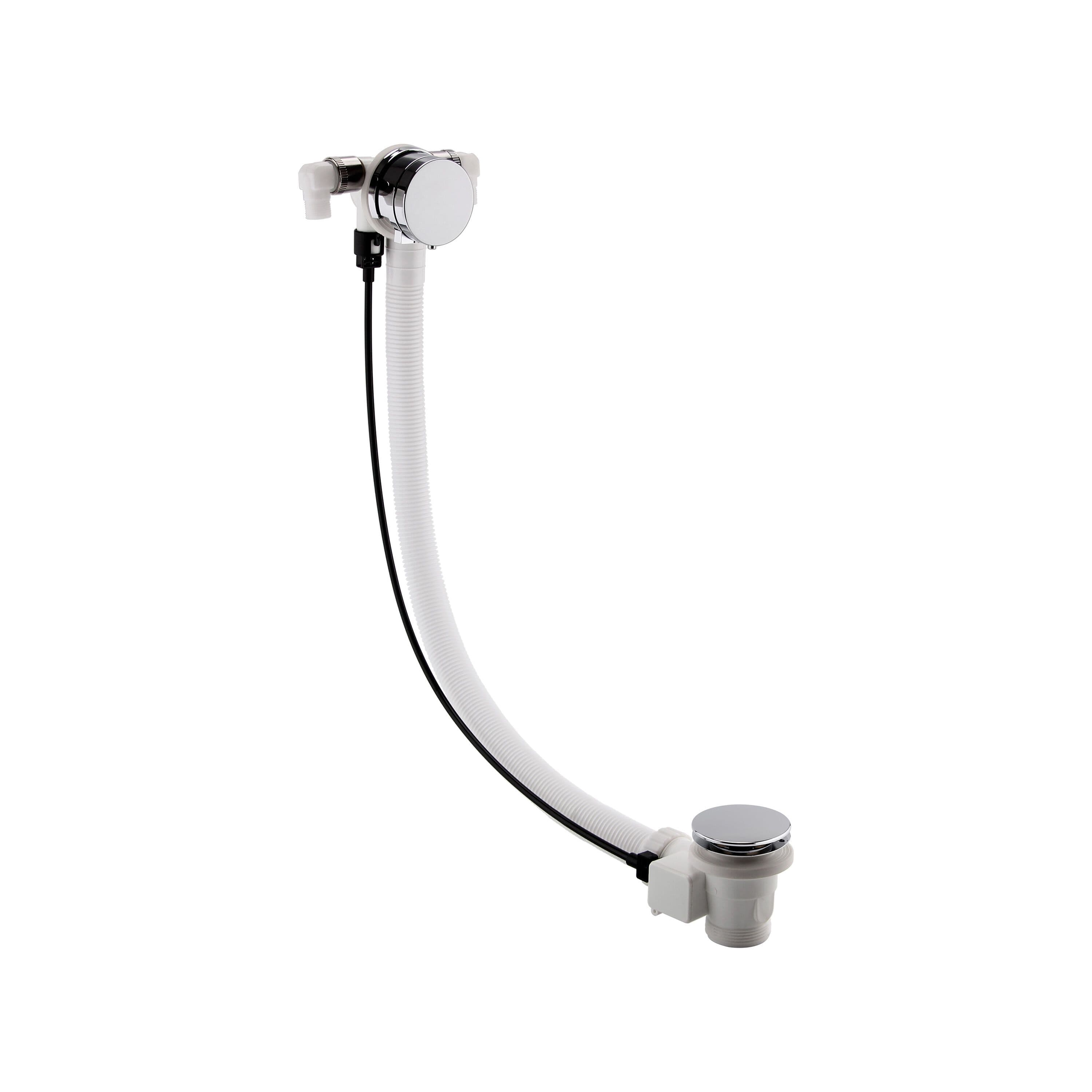 Contemporary Bathroom Free Bath Filler Push Button Waste Chrome