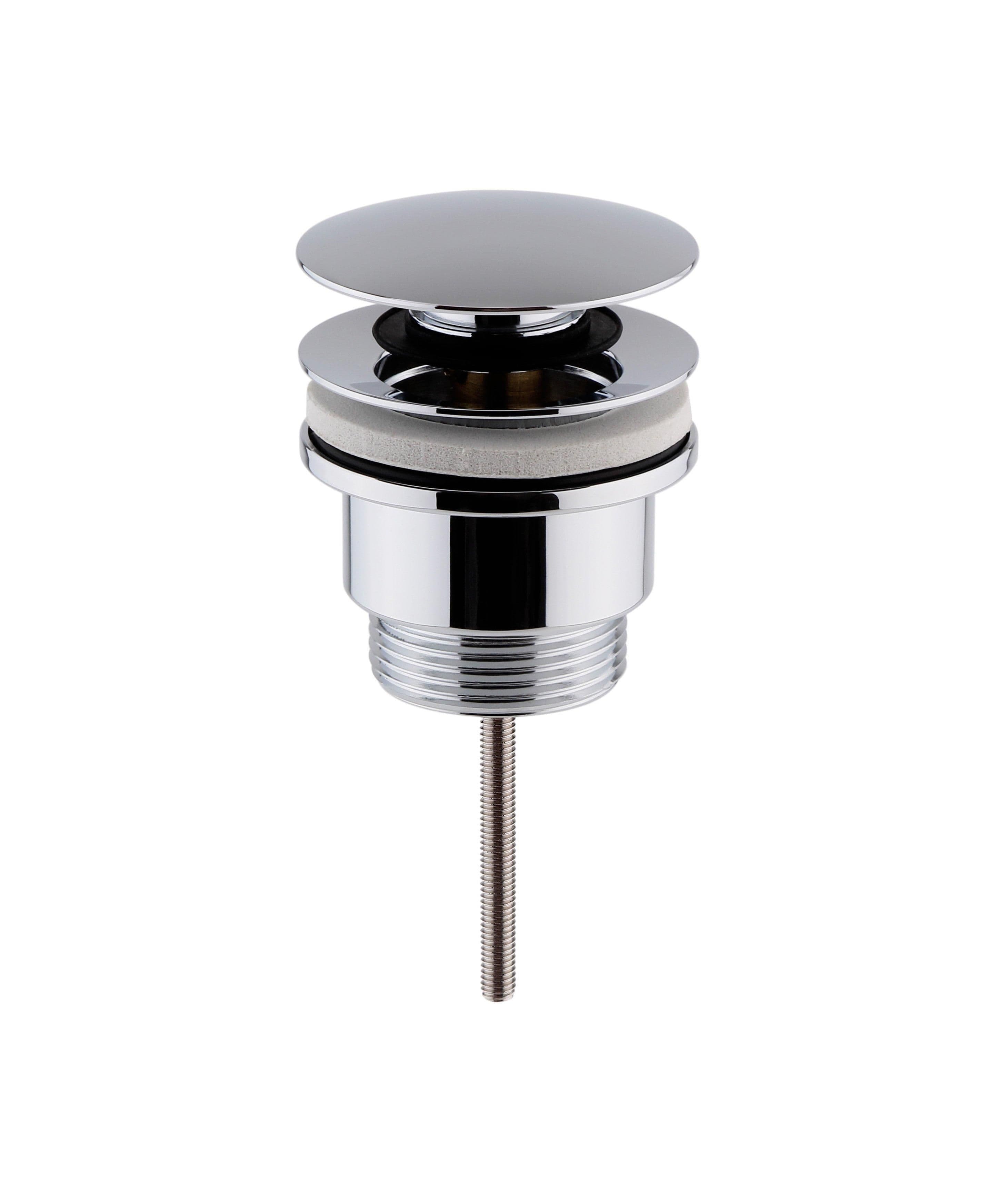 Universal Round Push Button Basin Waste Slotted Unslotted Chrome