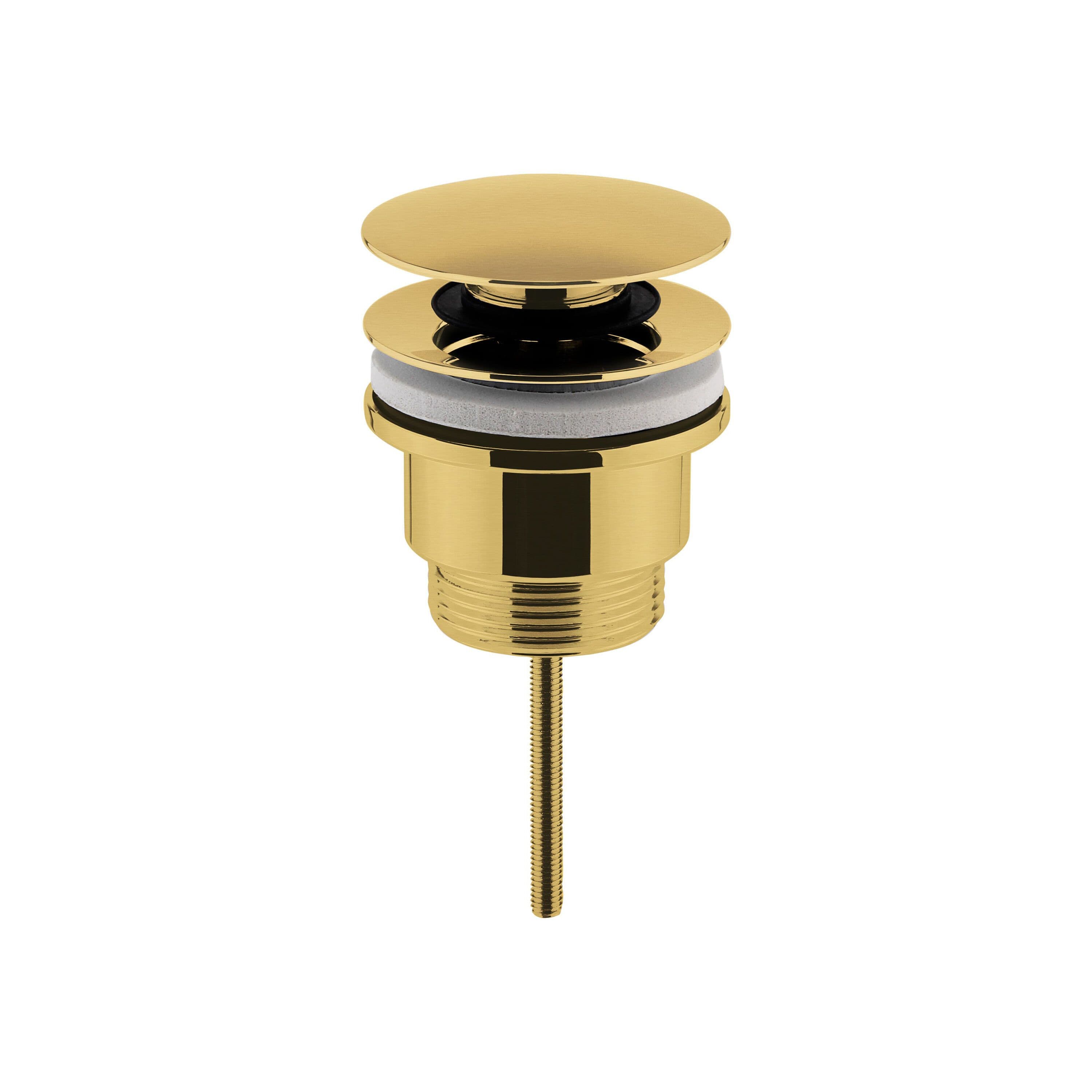 Universal Push Button Basin Waste Slotted UnslottedBrushed Brass
