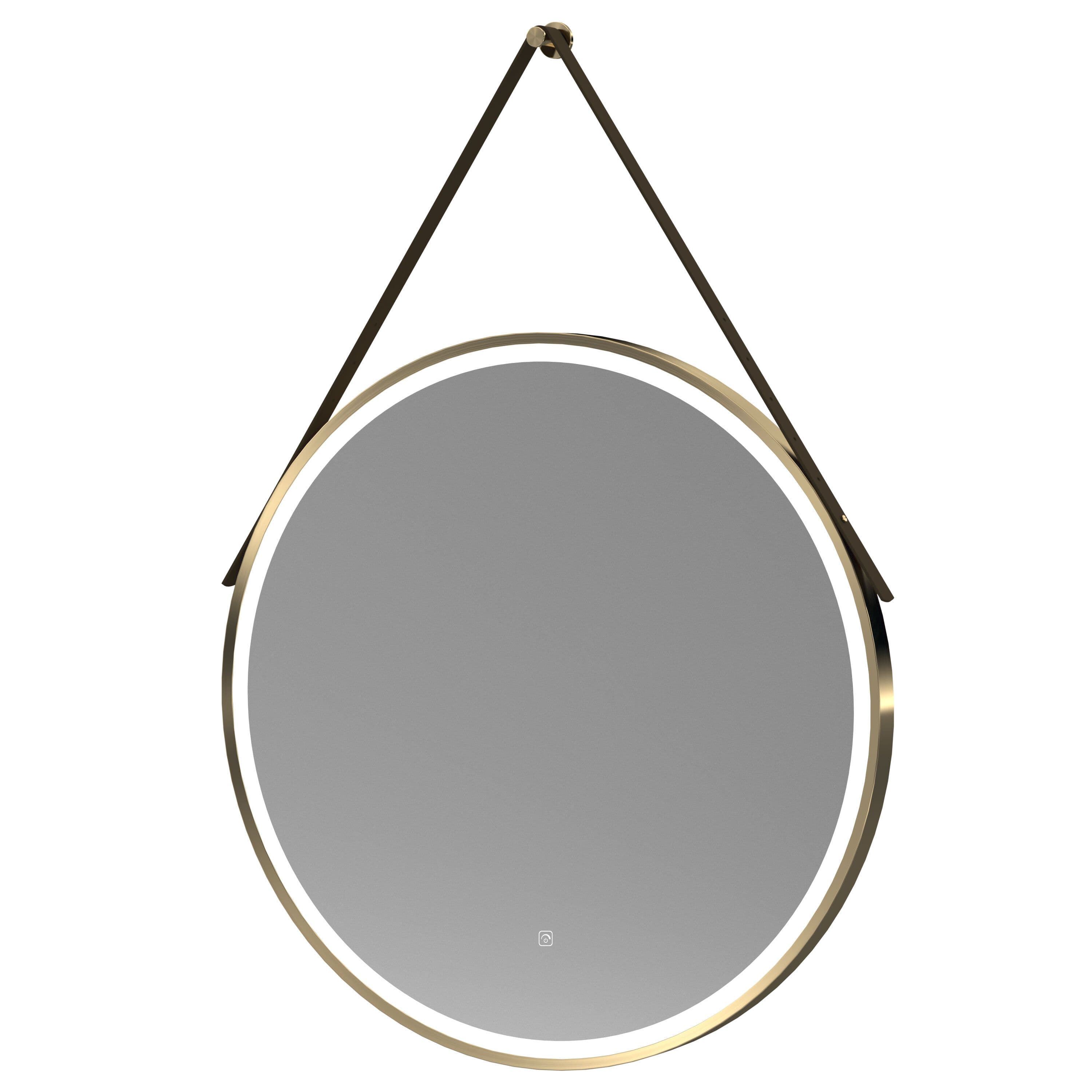 LED Touch Sensor Mirror Demister Strap Brushed Brass 800mm