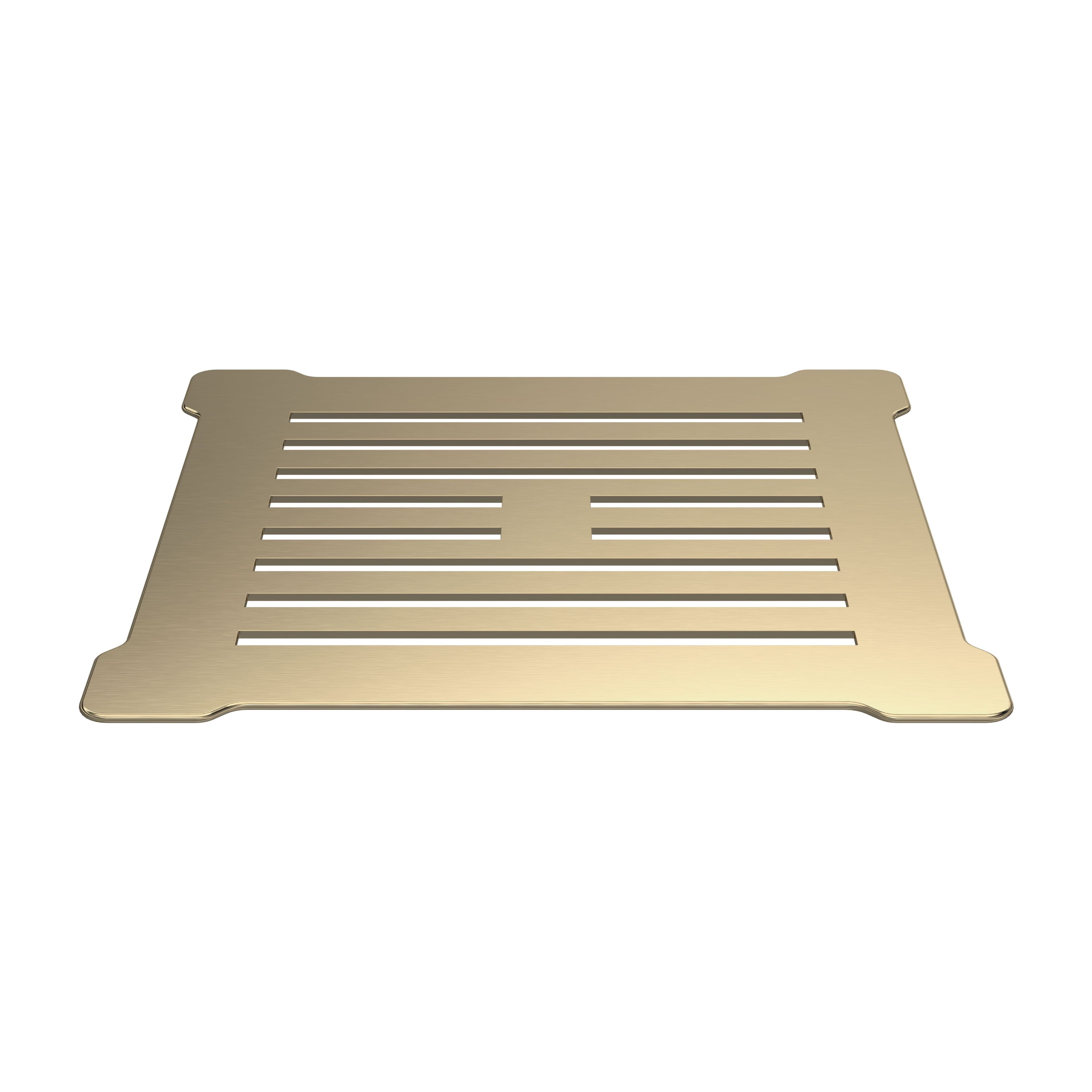 Resin Slimline Shower Tray Grill Waste Brushed Brass Top
