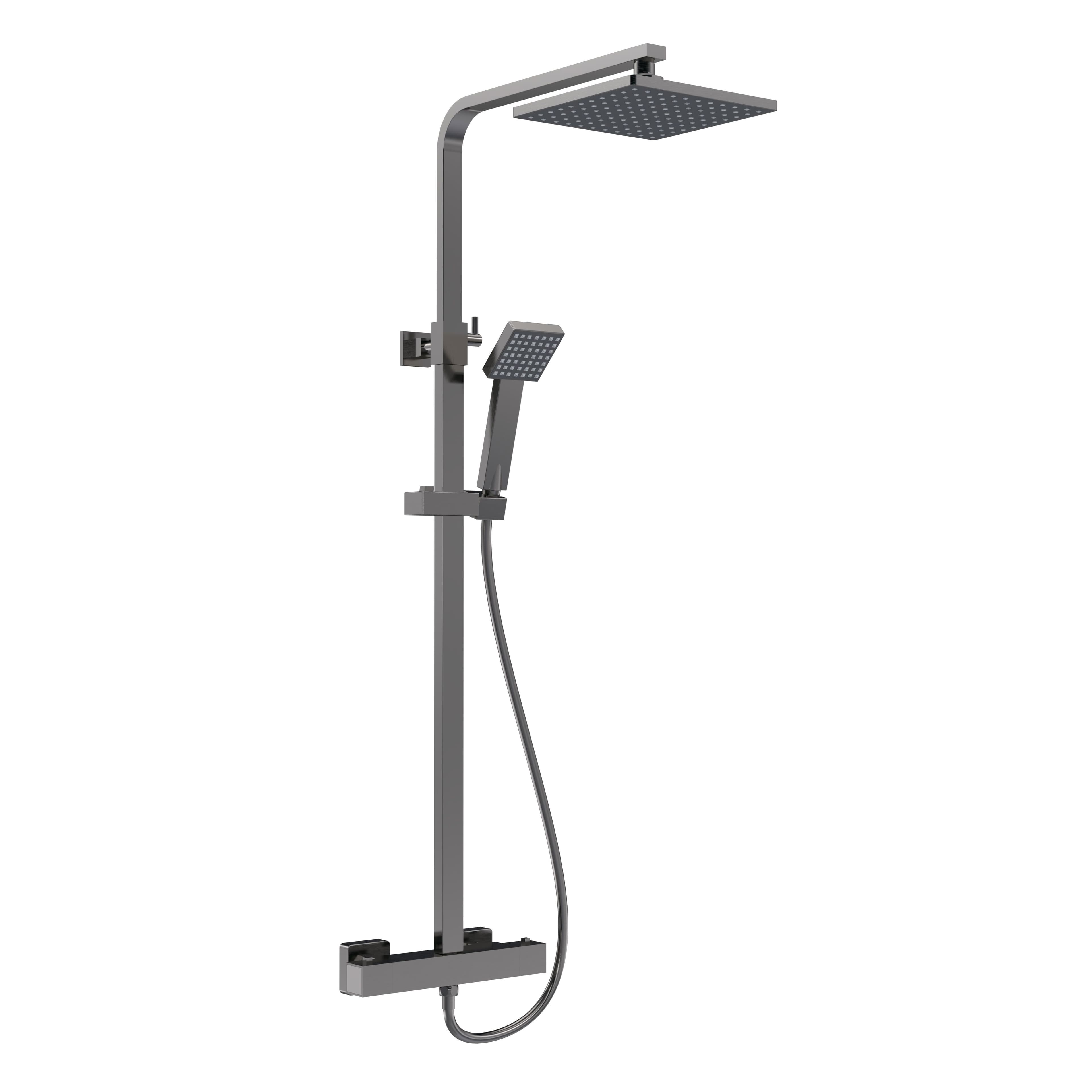 Thermostatic Shower Kit Fixed HeadAdjustable Handset Brushed