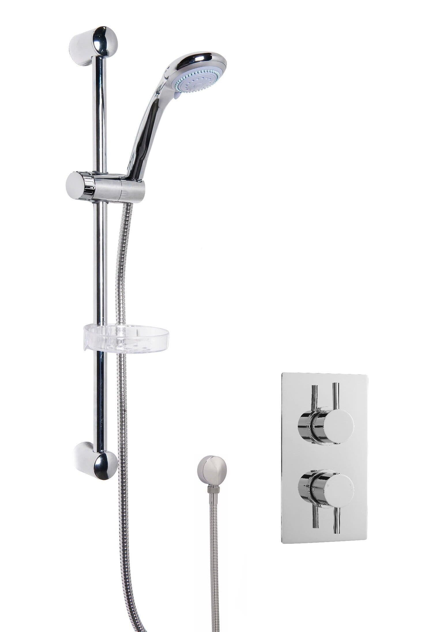 Concealed Round Twin Valve Slide Rail Shower Kit Chrome