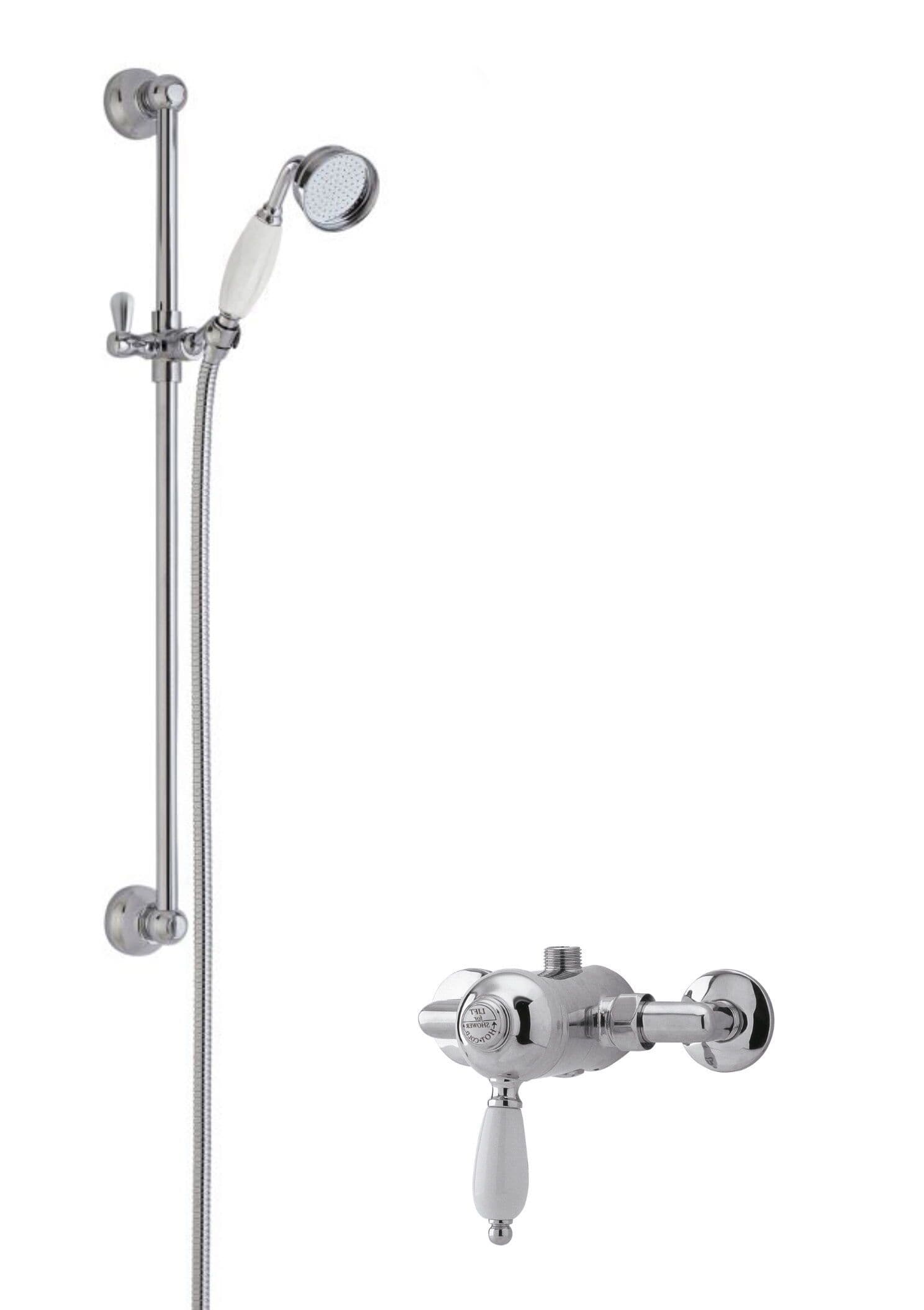 Traditional Exposed Manual Valve Slide Rail Shower Set Chrome