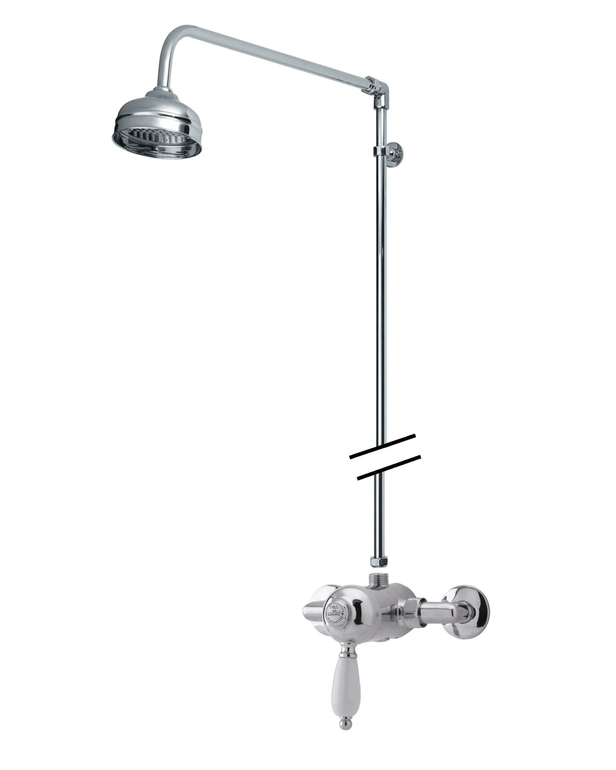 Traditional Exposed Manual Valve Rigid Riser Shower Set Chrome