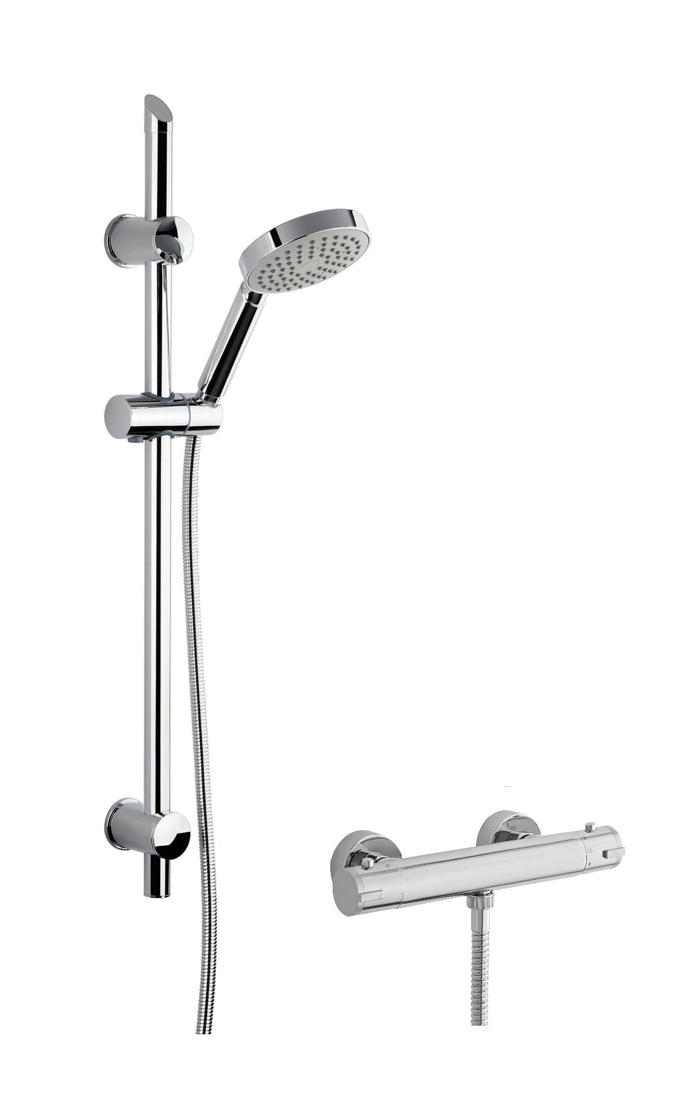 Thermostatic Bar Valve Water Saving Slide Rail Kit Shower Chrome