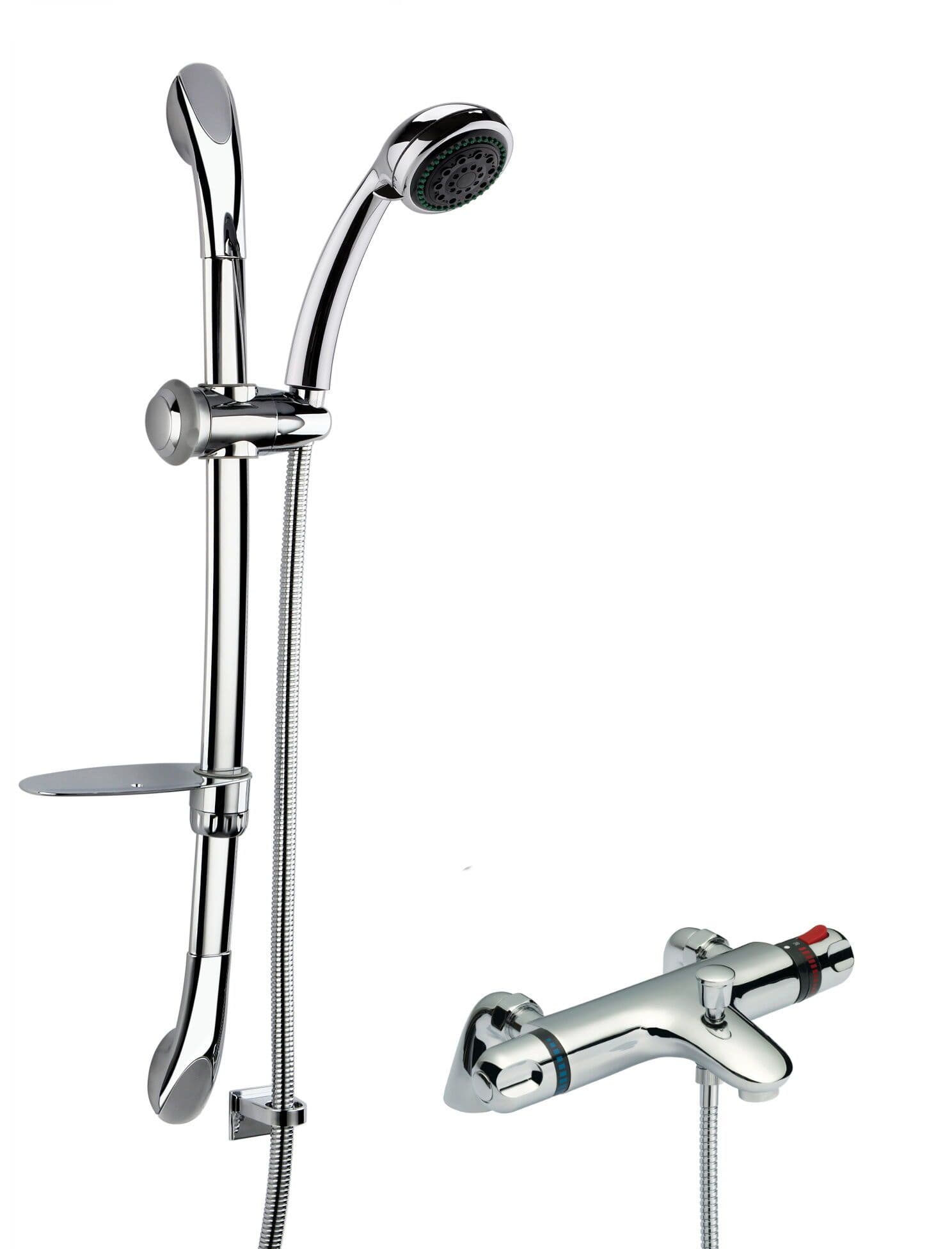 Thermostatic Bath Shower Mixer Tap Curved Slide Rail Kit Chrome