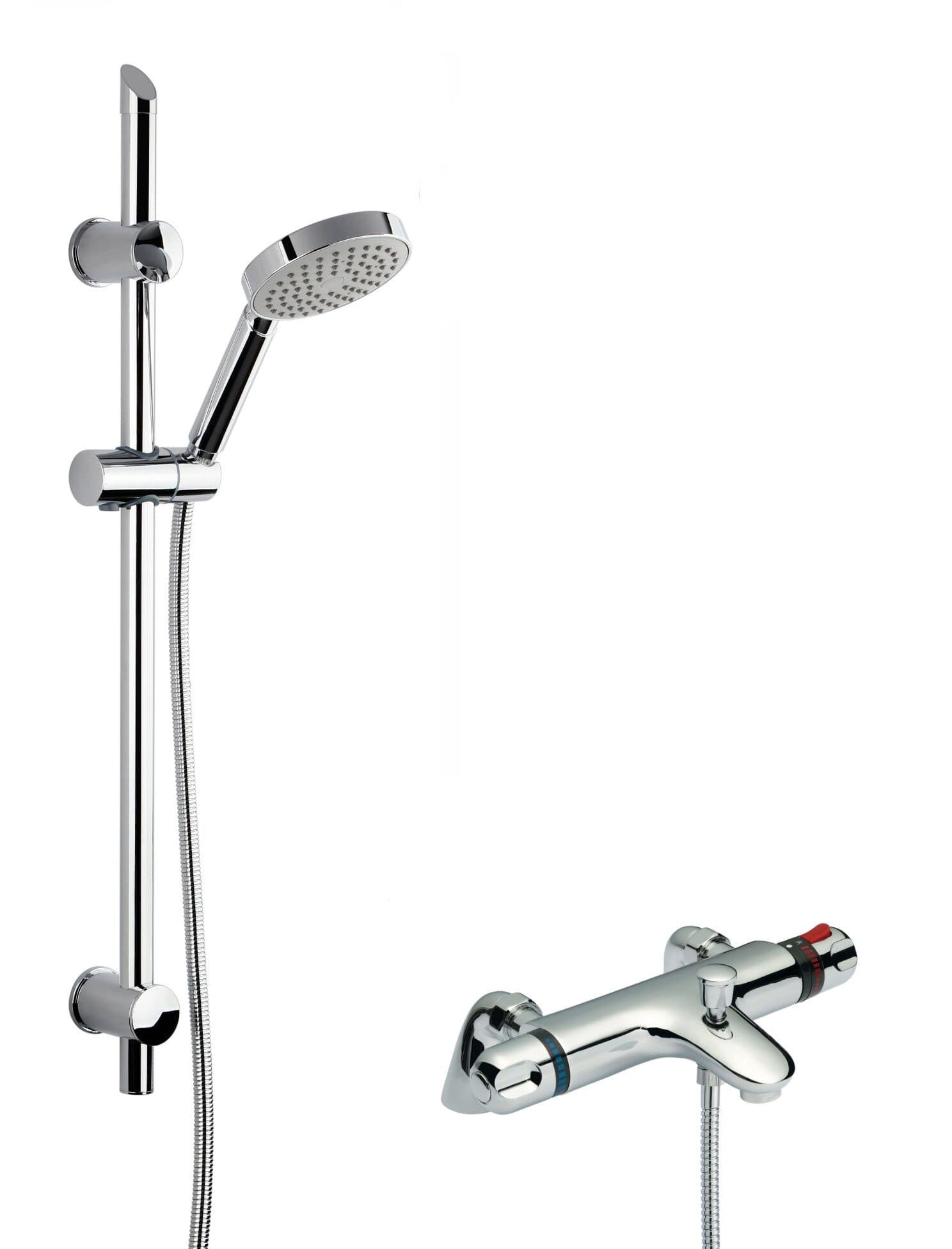 Thermostatic Bath Shower Mixer Tap Single Function Handset Slide Rail