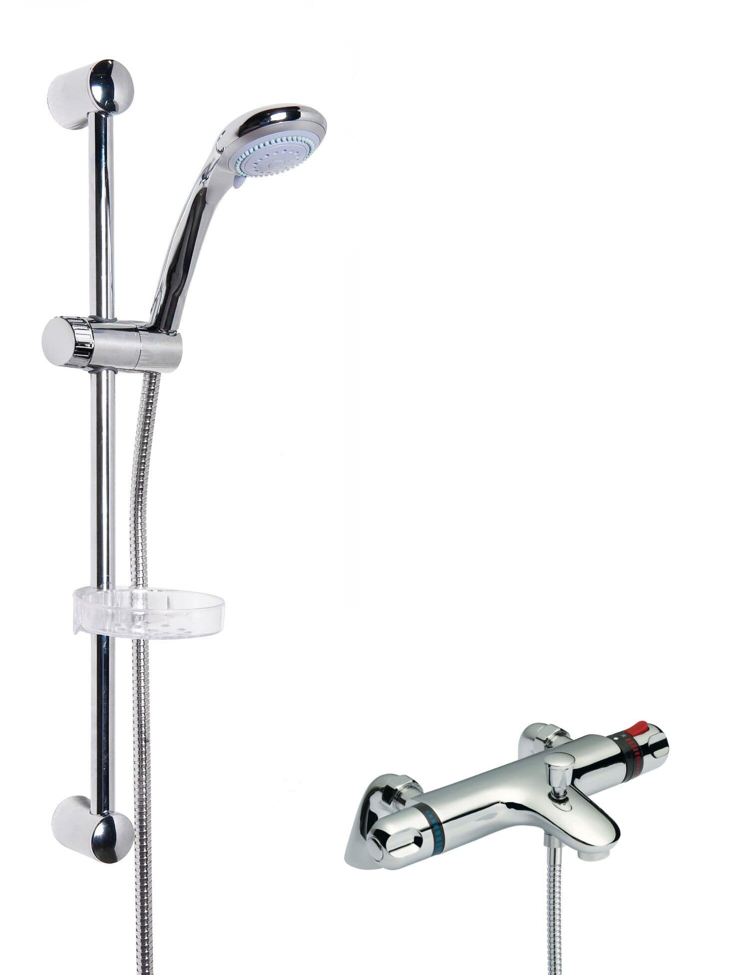 Thermostatic Bath Shower Mixer Tap Function Handset Slide Rail