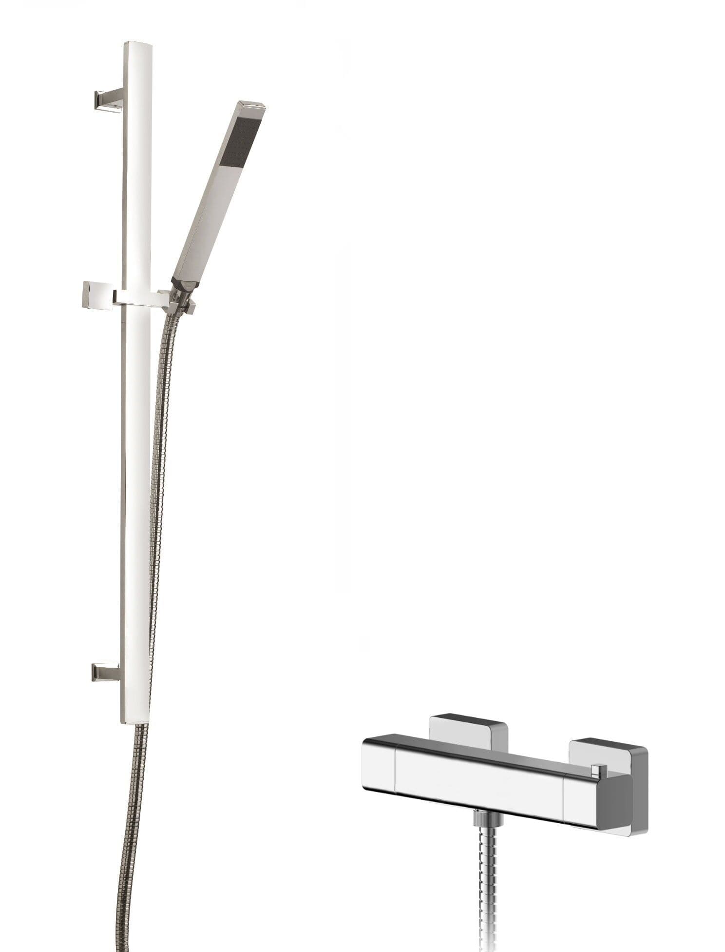 Empire Square Bar Valve Sheer Slide Rail Shower Kit Chrome