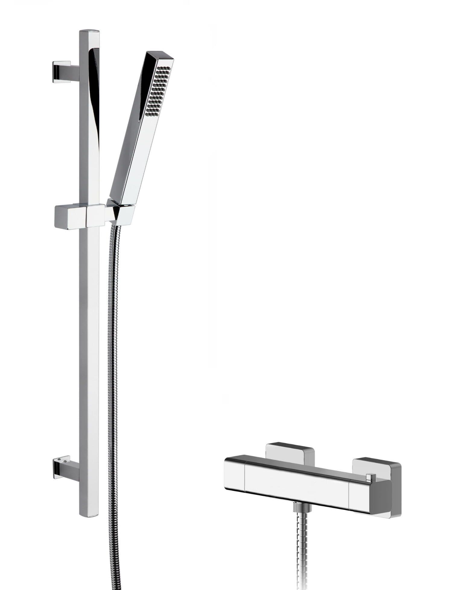 Empire Square Bar Valve Slide Rail Shower Kit Chrome