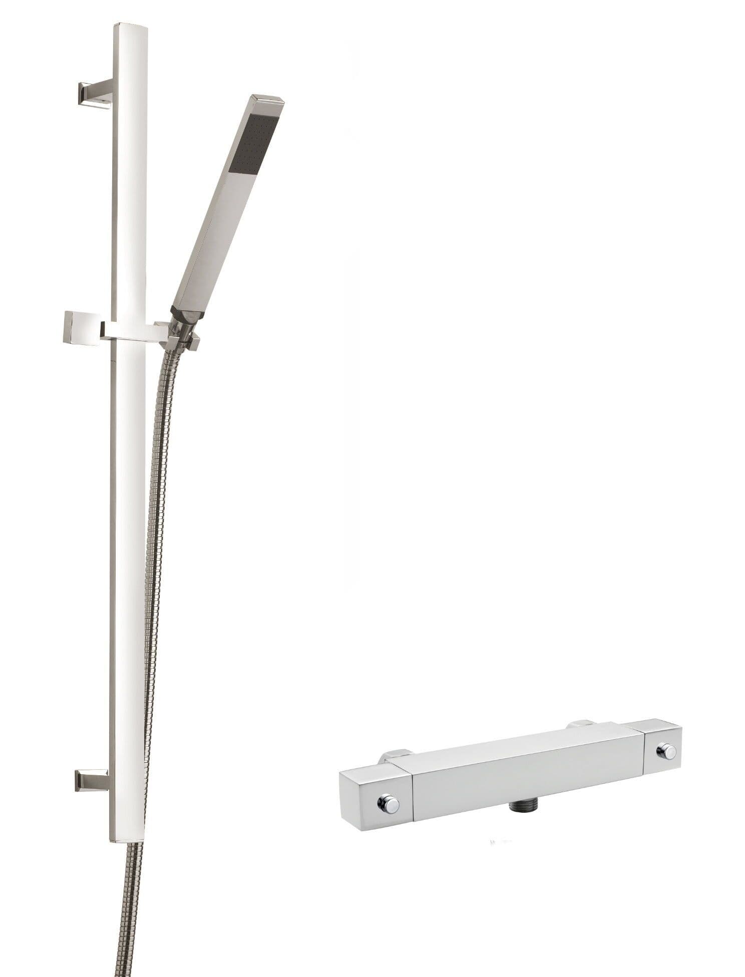 Square Bar Valve Sheer Slide Rail Shower Kit Chrome