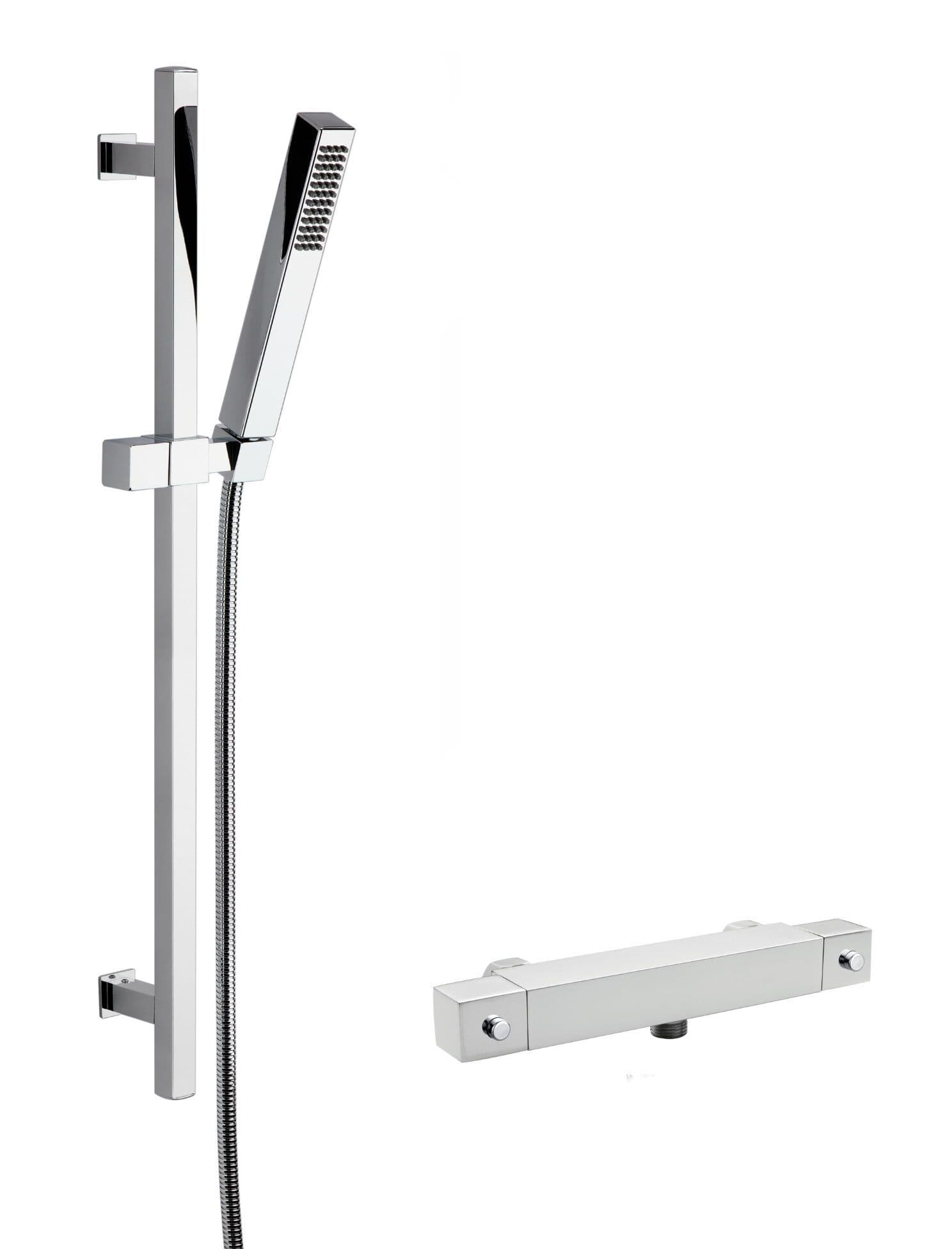 Square Bar Valve Slide Rail Shower Kit Chrome