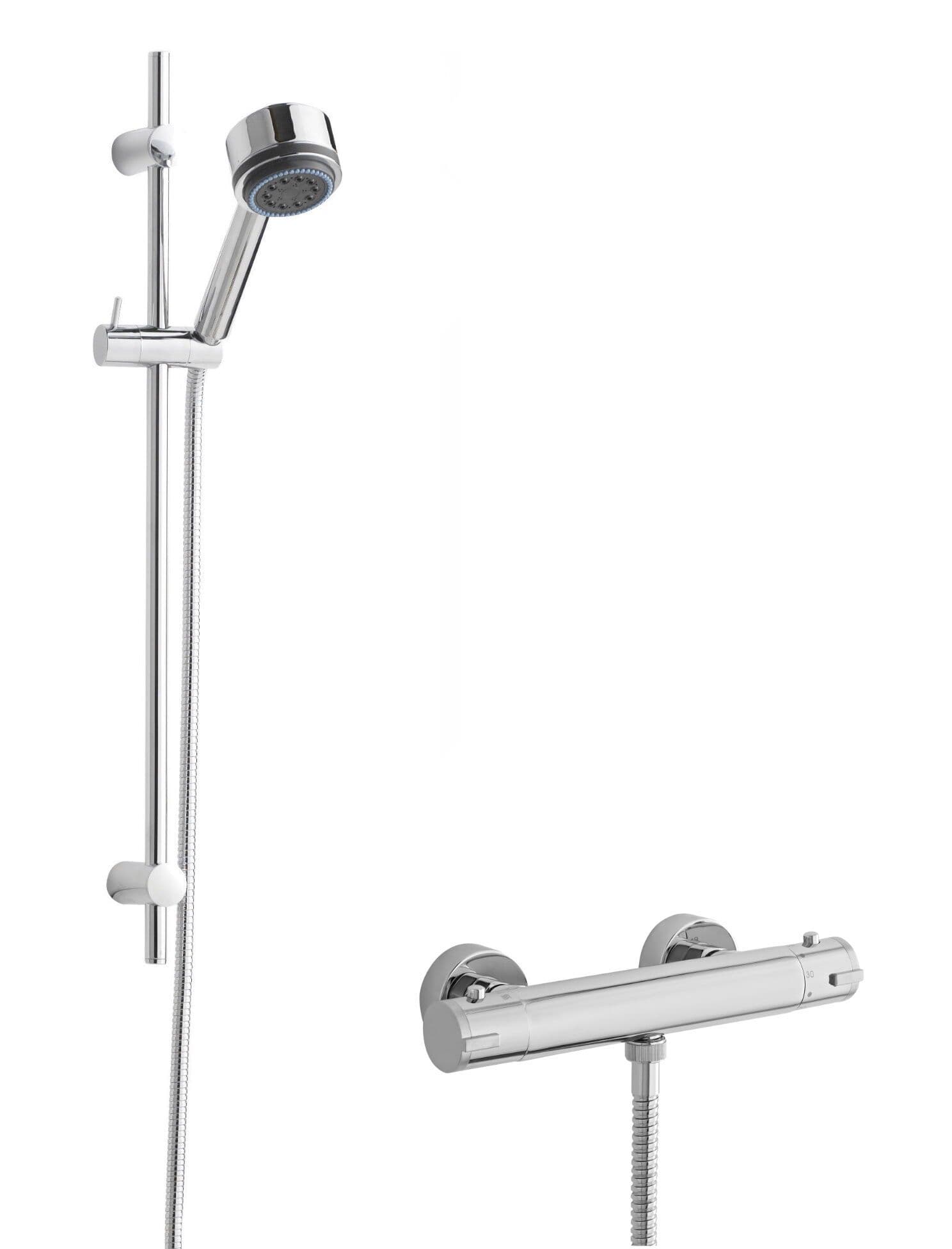 Minimalist Round Bar Valve Linear Slide Rail Kit Shower Set Chrome