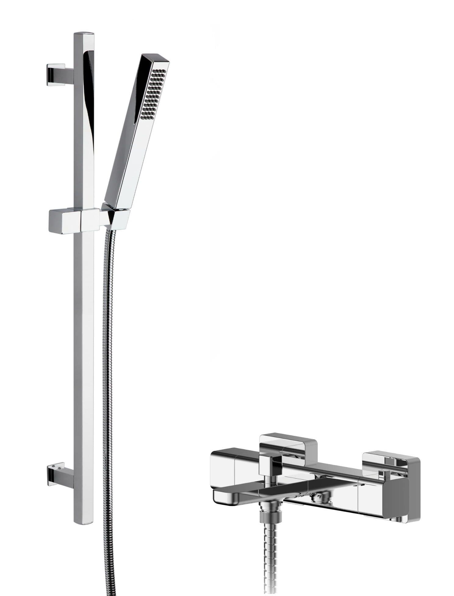 Wall Mount Thermostatic Bath Shower Mixer Tap Slide Rail Kit