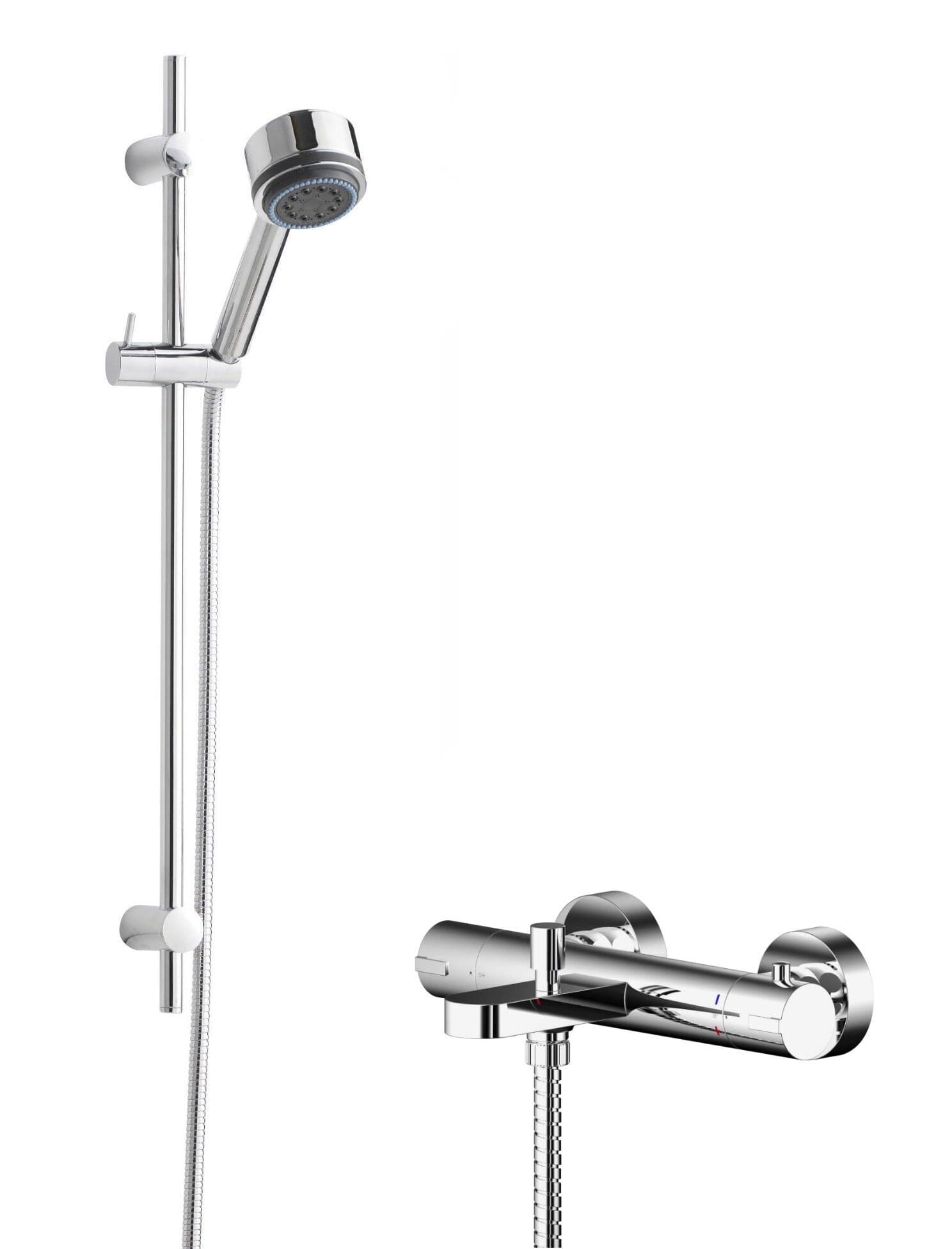 Wall Mount Thermostatic Bath Shower Mixer Tap Linear Slide Rail Kit