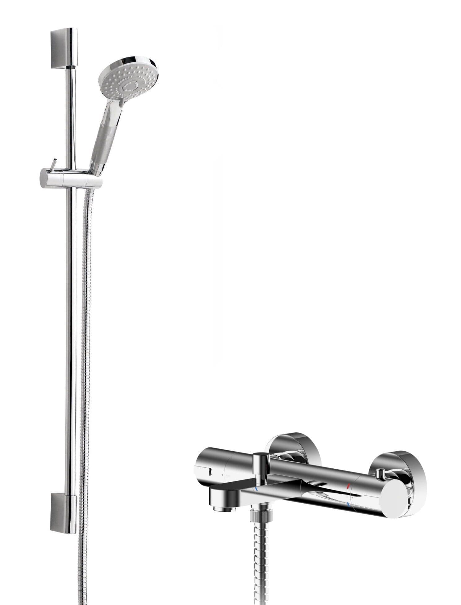Wall Mount Thermostatic Bath Shower Mixer Tap Slimline Slide Rail