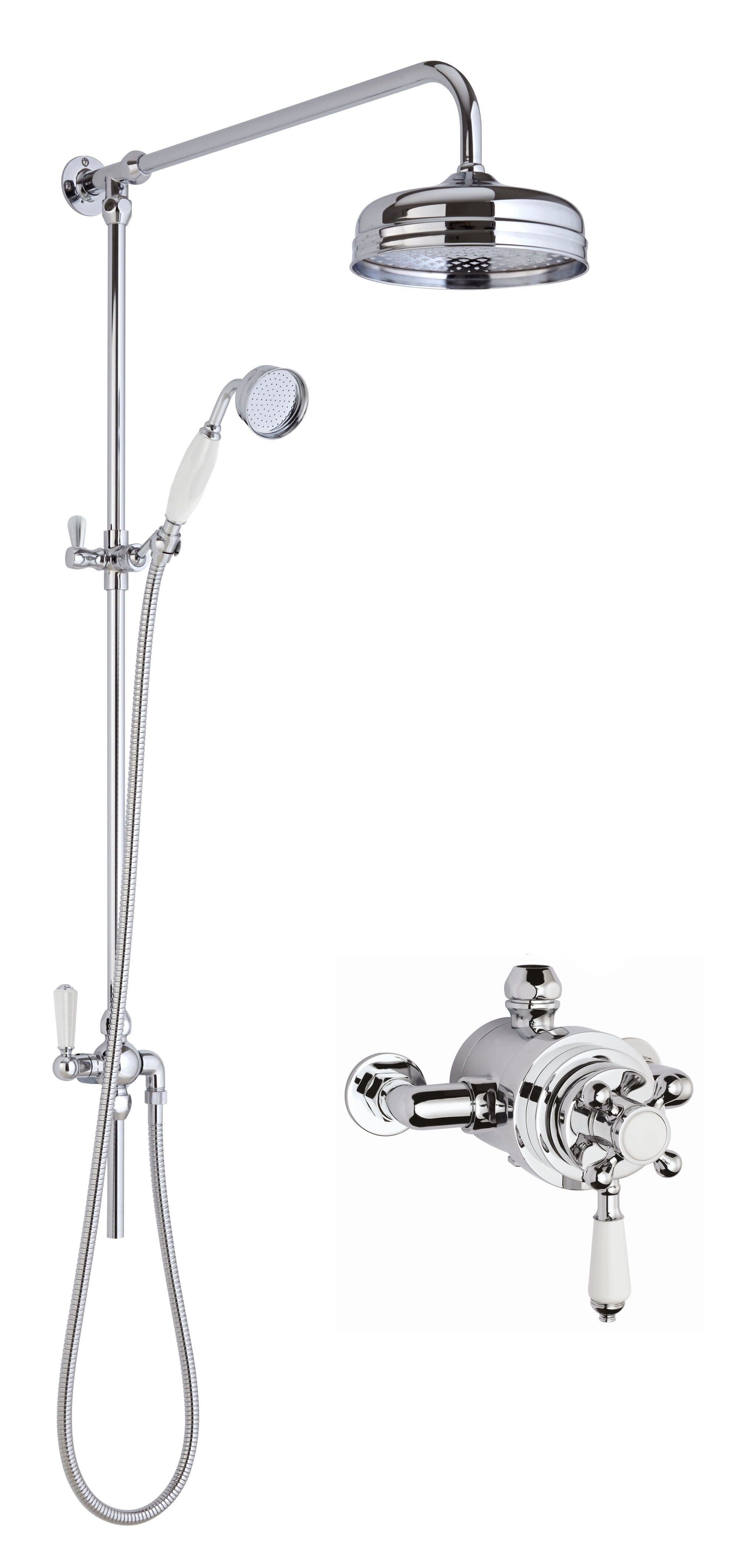 Traditional Dual Exposed Valve Rigid Riser Shower Set Chrome