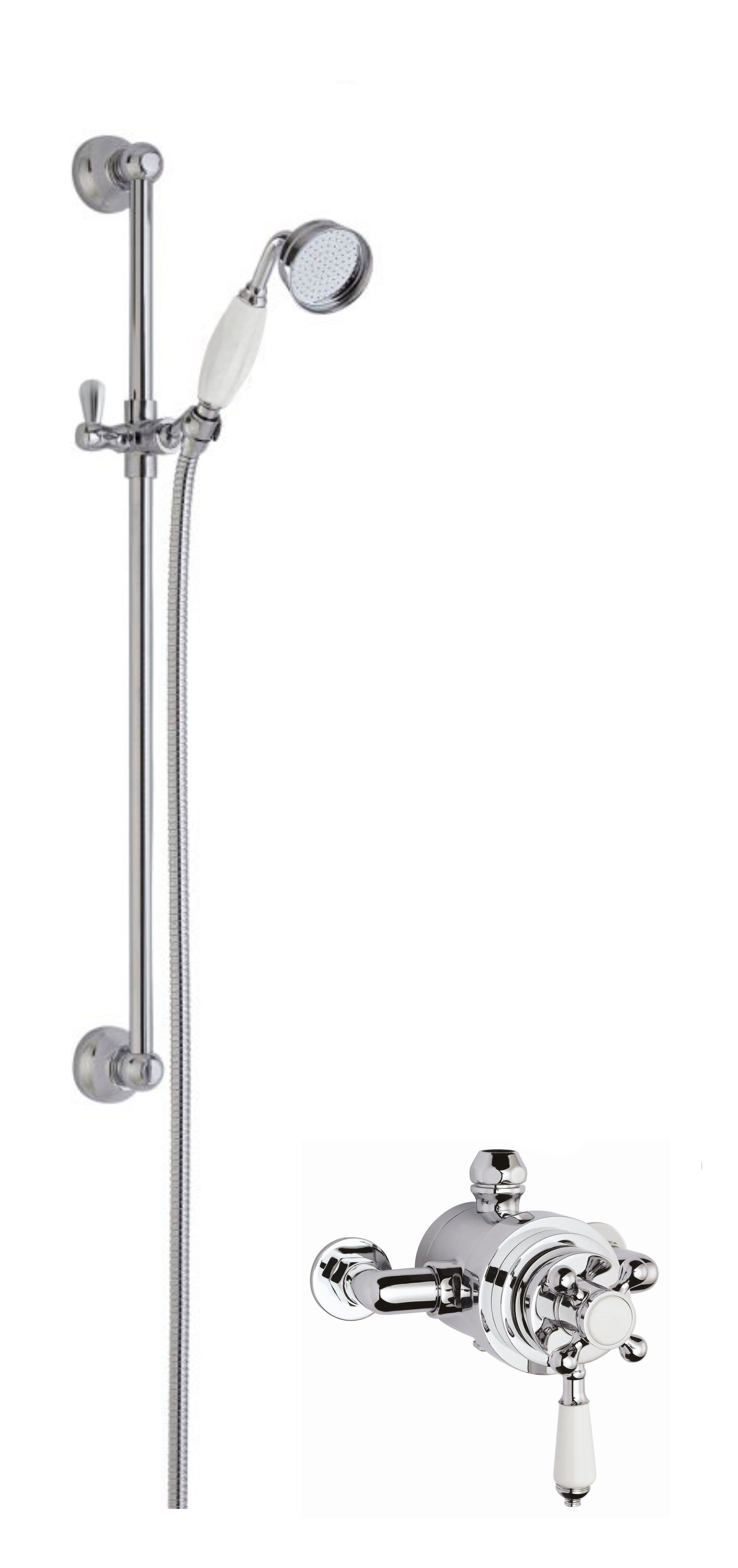 Traditional Dual Exposed Valve Slide Rail Shower Set Chrome