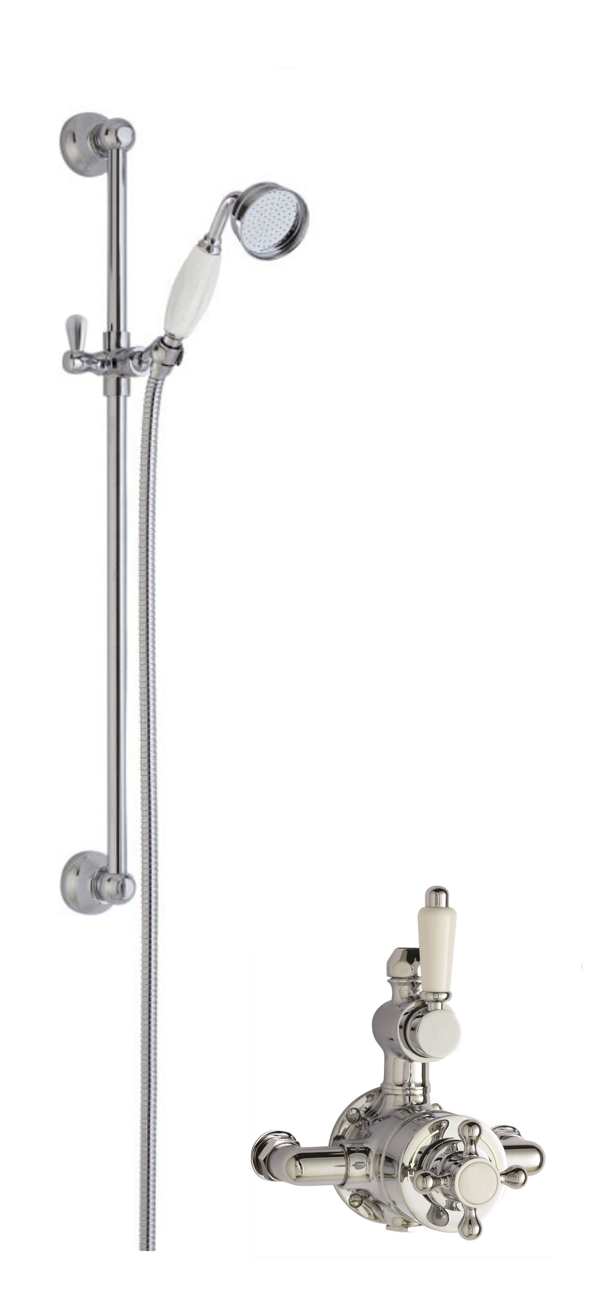 Traditional Twin Exposed Valve Slide Rail Shower Set Chrome