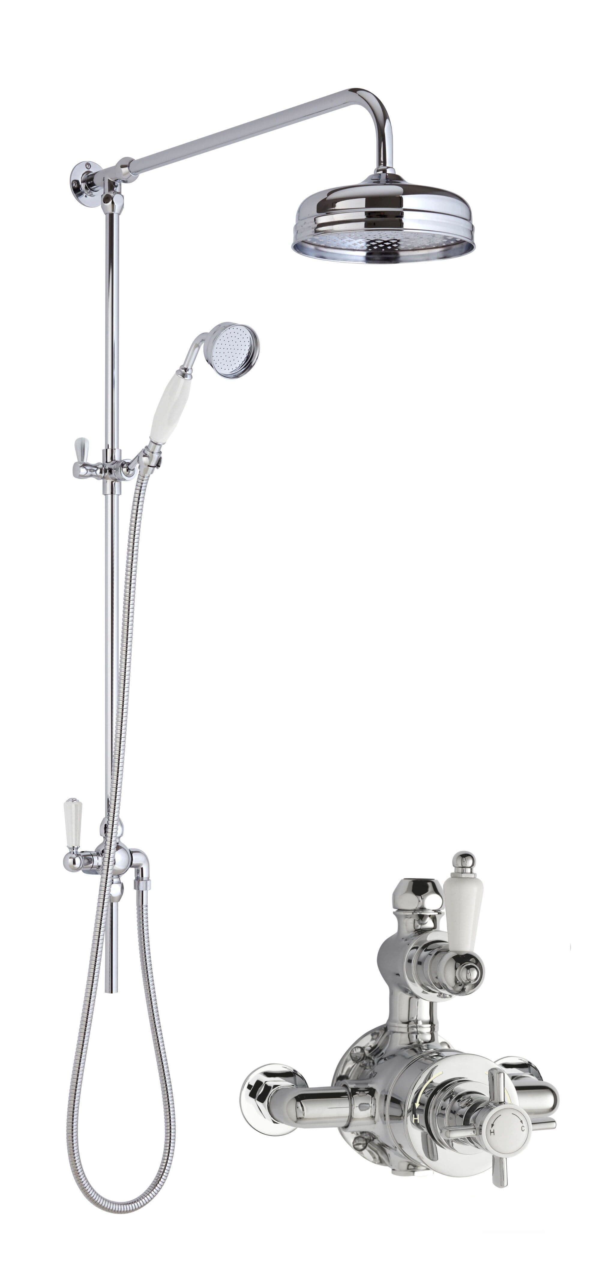 Traditional Twin Exposed Valve Rigid Riser Shower Chrome